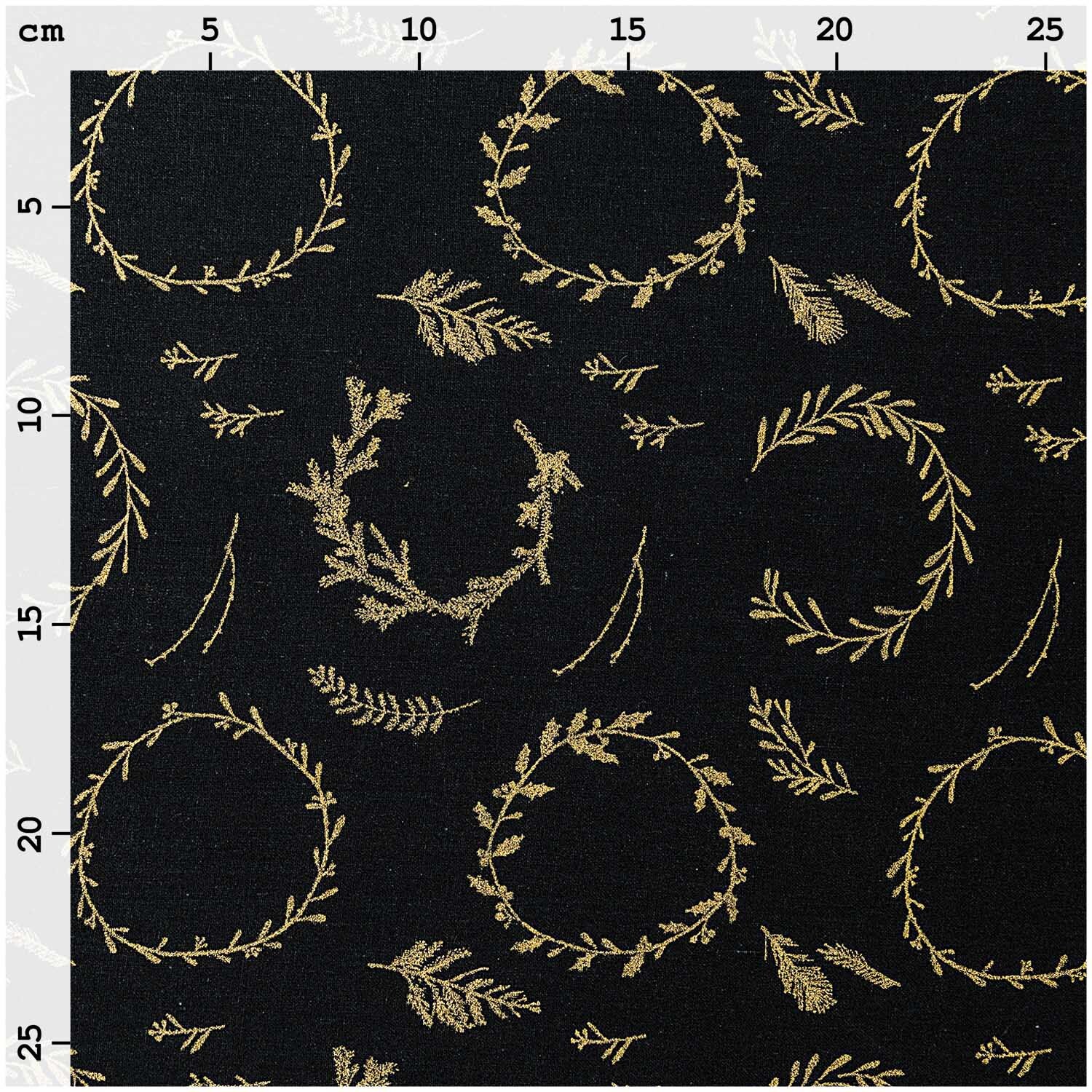 Druckstoff Nostalgic Christmas Kränze schwarz-gold 50x140cm Druckstoff Nostalgic Christmas Kränze schwarz-gold 50x140cm
