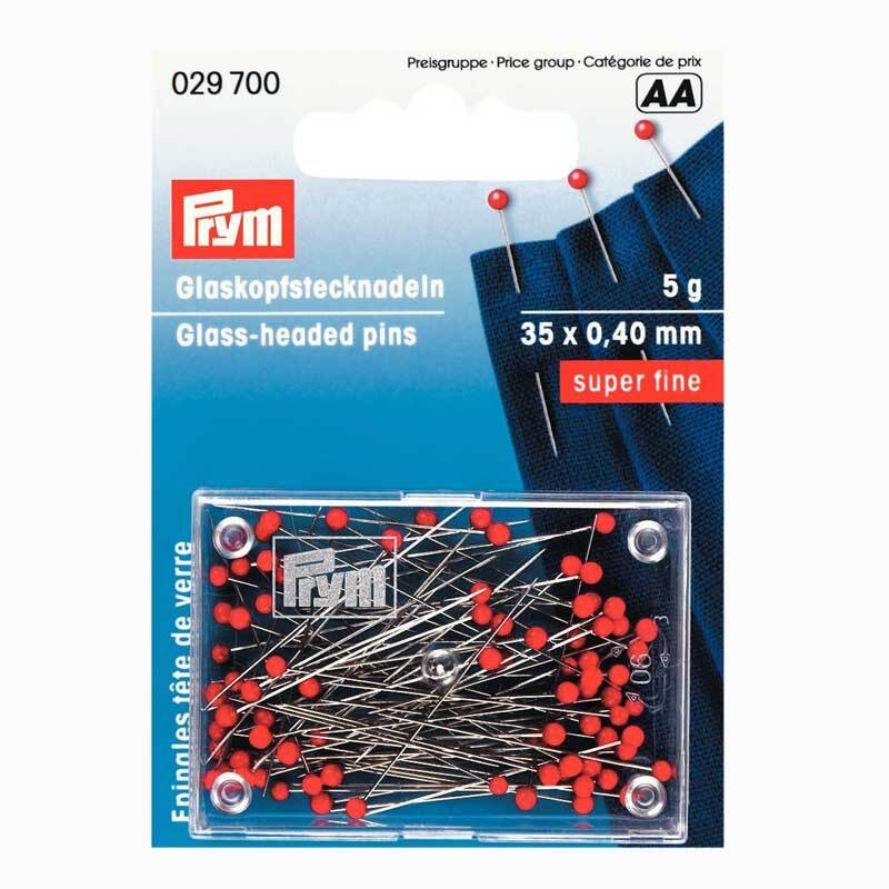 Stecknadeln fein mit Glaskopf rot 35mm 5g