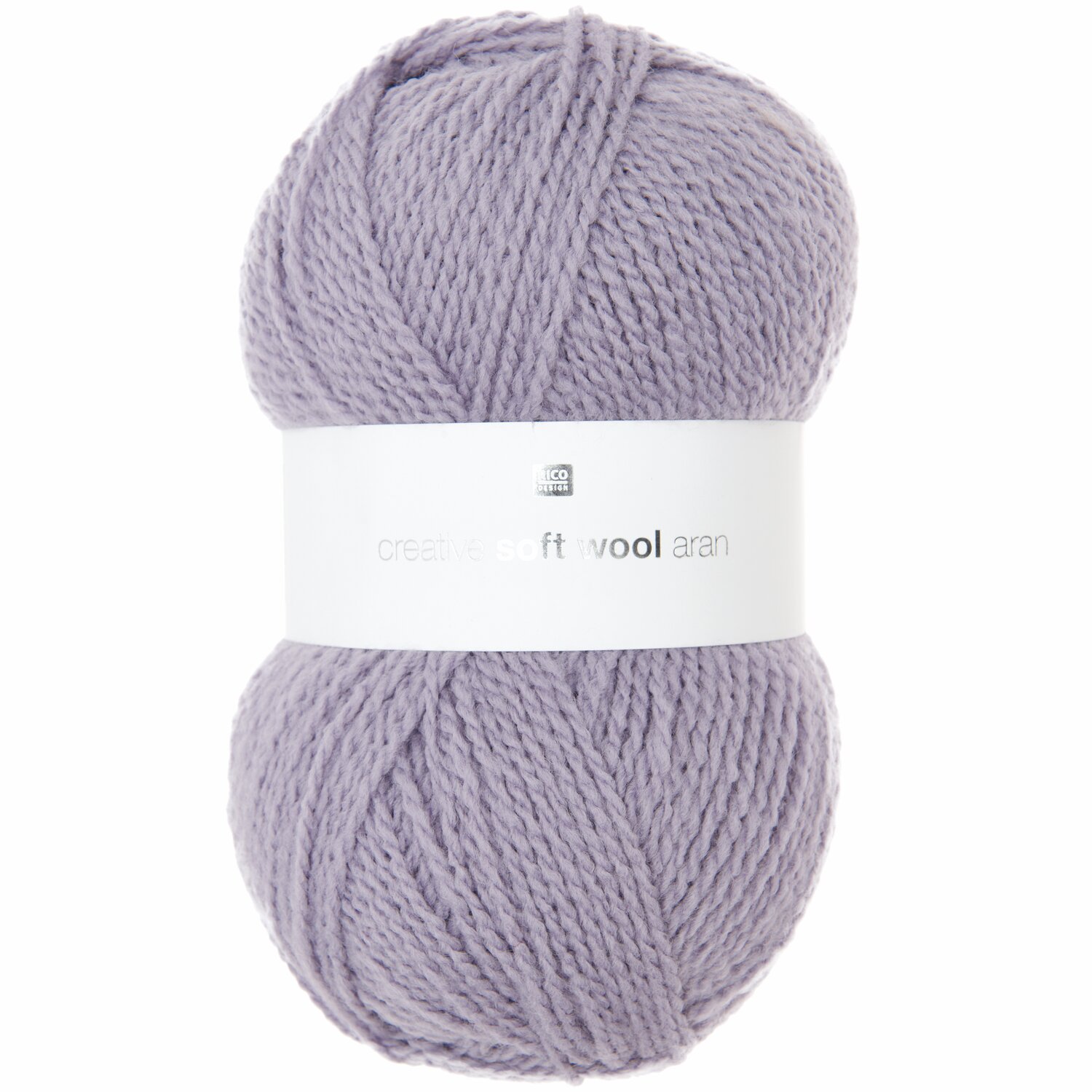 Creative Soft Wool aran, Lavendel, 100g 300m. Hochwertiges Strickgarn von Rico Design in zartem Lavendelton, ideal für warme Strickprojekte.