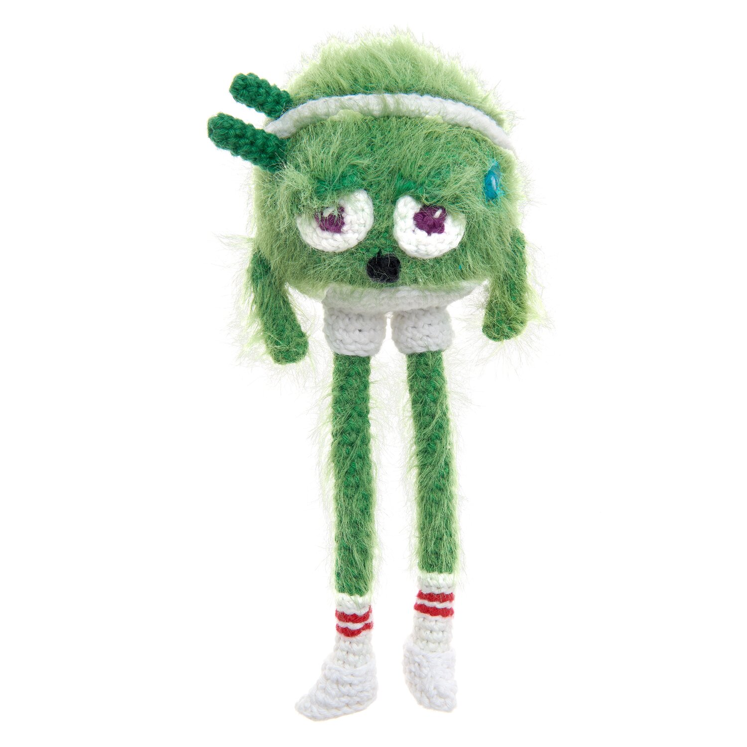 Ricorumi Marvellous Monsters Under My Bed, gehäkeltes flauschiges Monster mit langen Beinen, Sportsocken und Stirnband, hergestellt mit Creative Ricorumi dk und Ricorumi Furry Furry.