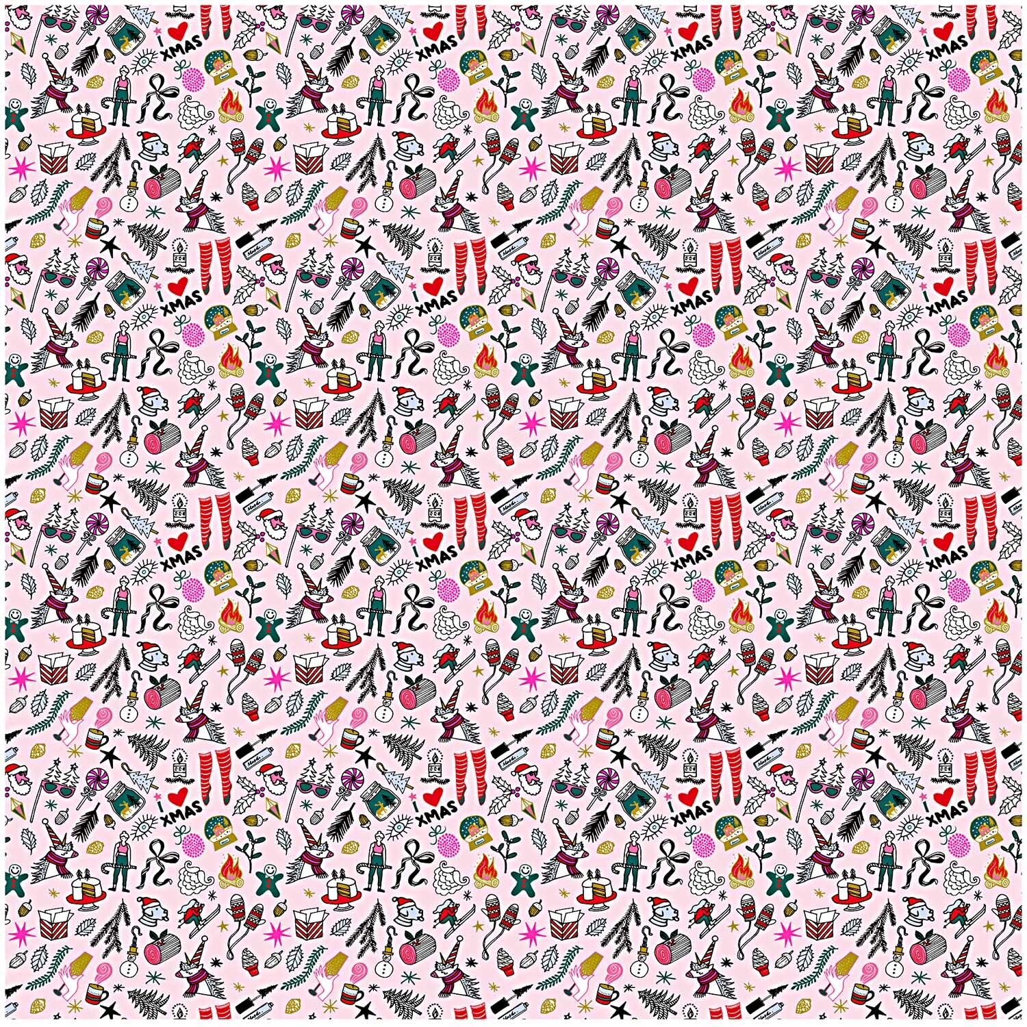 Stoff X-MAS icons gold-neon 140cm