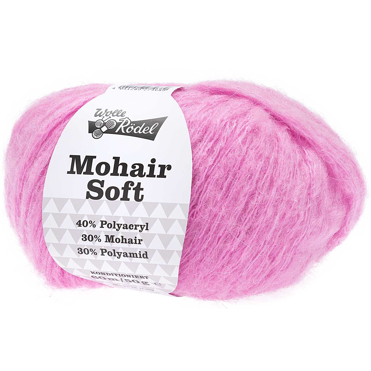 Mohair Soft 50g 60m Farbe Orchidee von idee. Creativmarkt Mohair Soft Wolle in Orchidee von Wolle Rödel, 50g Knäuel, ideal für weiche Strickprojekte.