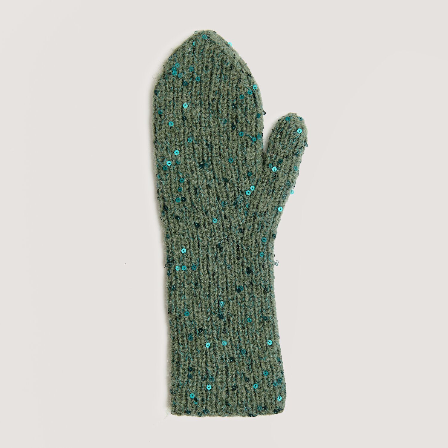 Luxury Merino Alpaca Dream aran, glitzernder Fäustling von Rico Design aus weichem Garn mit feinen Pailletten in Grün, Strickaccessoire, 50g 125m