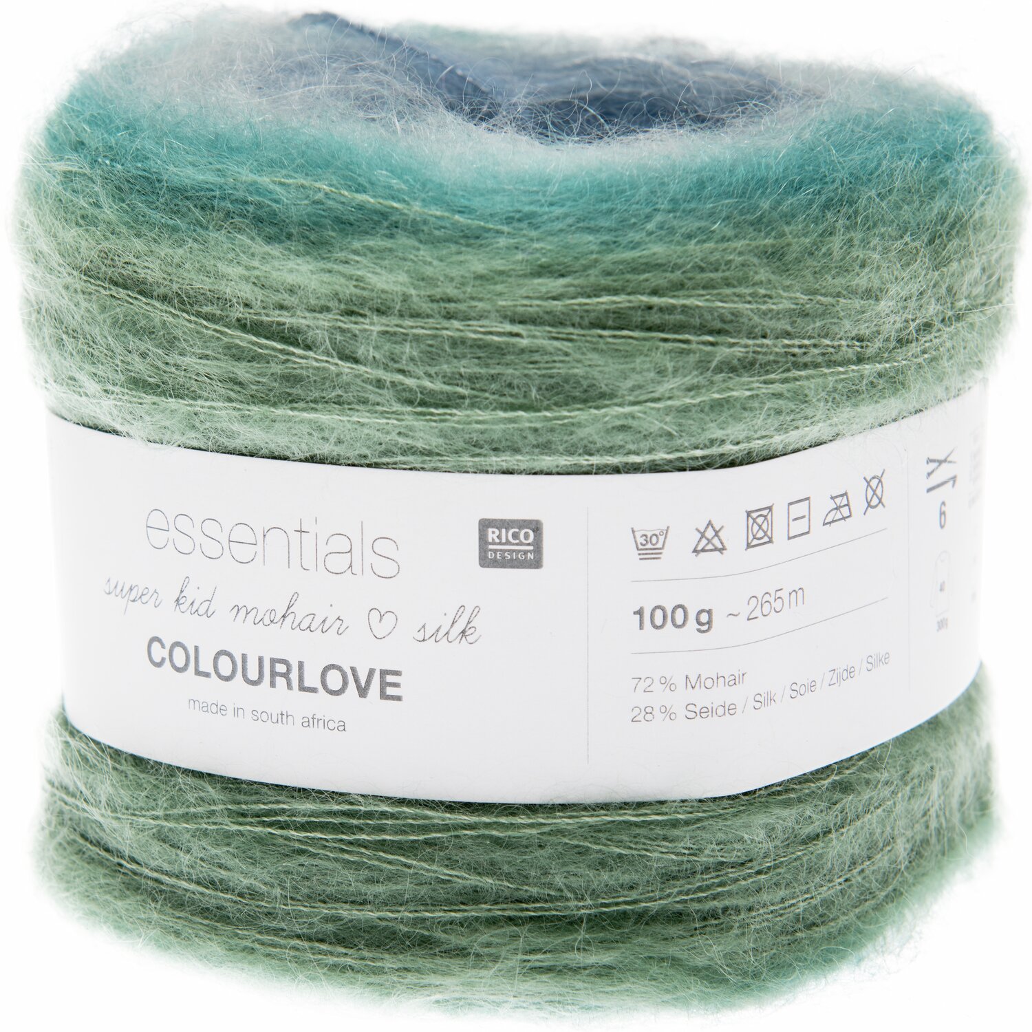 Essentials Super Kid Mohair Loves Silk Colourlove 100g 265m Farbe Petrol von Rico Design Essentials Super Kid Mohair Loves Silk Colourlove: Weiches Garn in Petrol, 100g, 265m, ideal für Strickprojekte.
