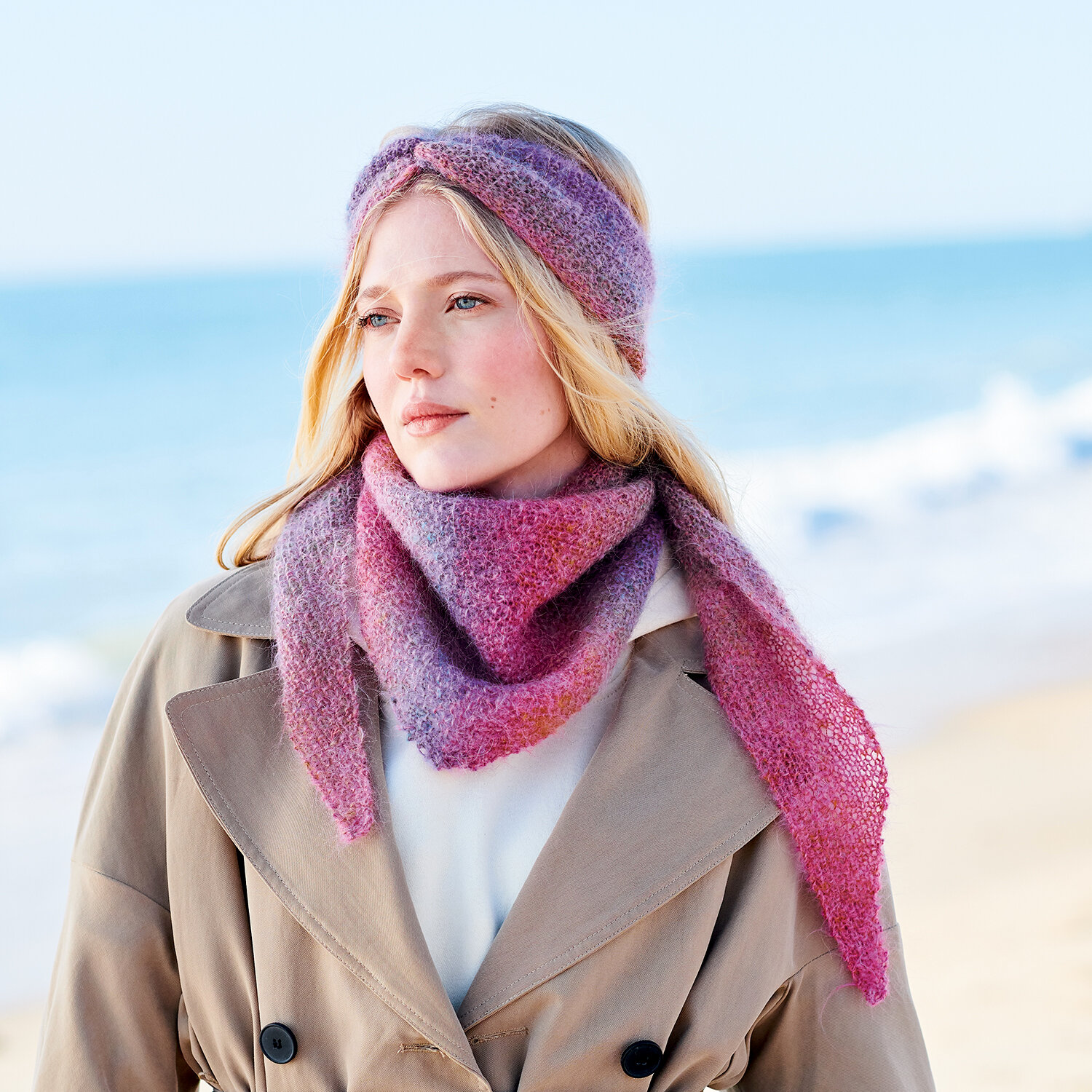 Strickanleitung Stirnband und Tuch aus Fashion Mohair Rainbows
