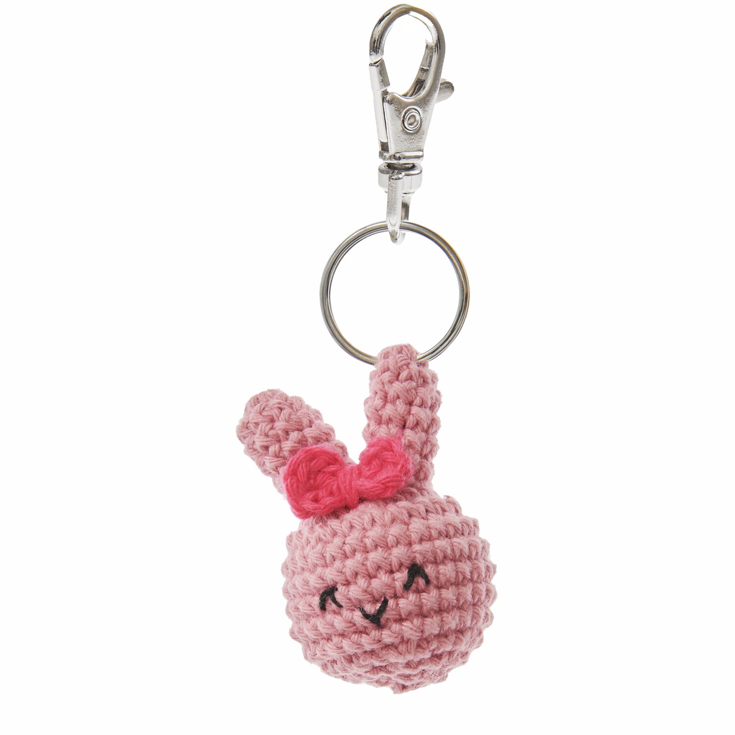 Ricorumi Häkelset Schlüsselanhänger - Chingu Animals: Rosa Häschen mit Schleife, ideal für Taschen.