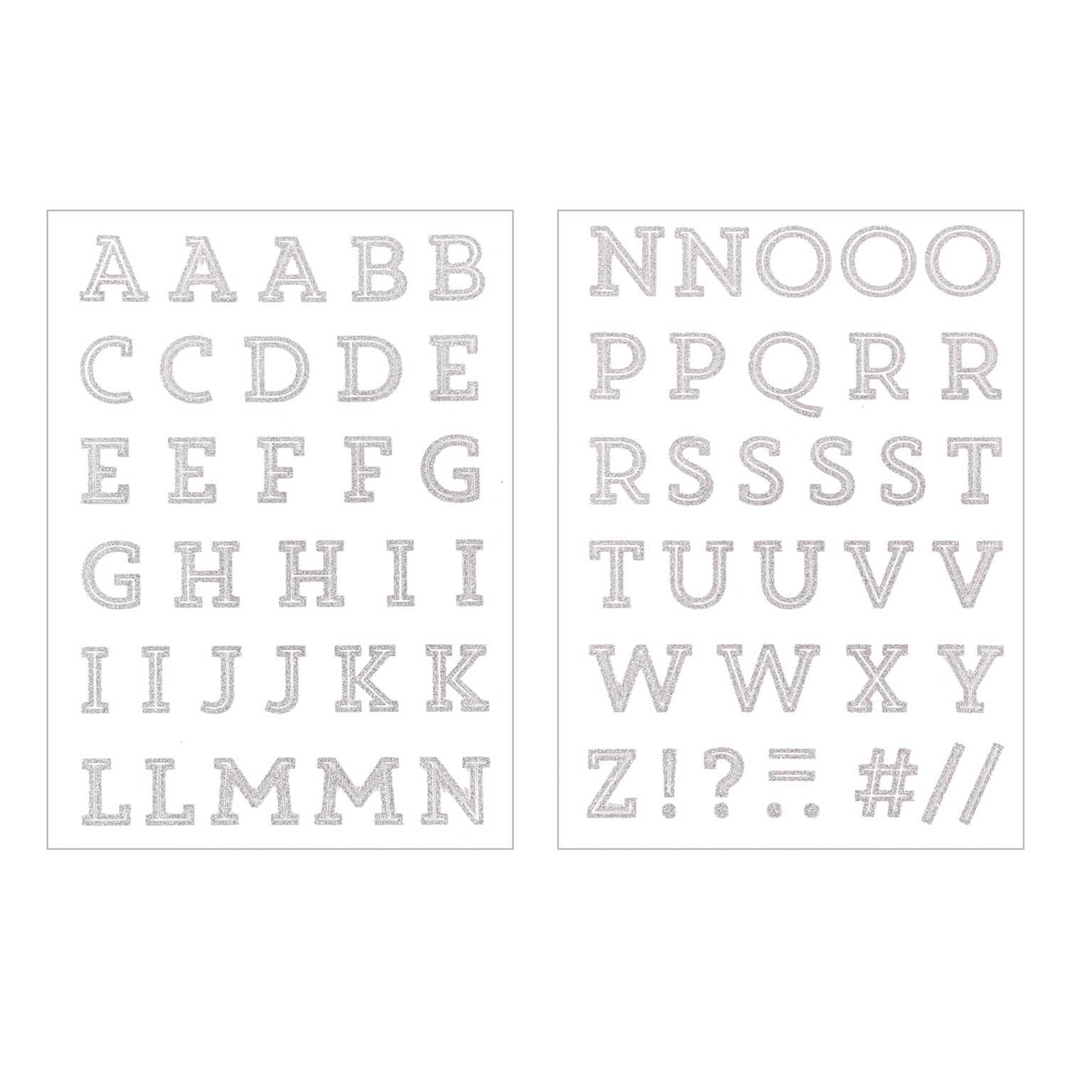 Bügelmotive Buchstaben A-Z silber glitter