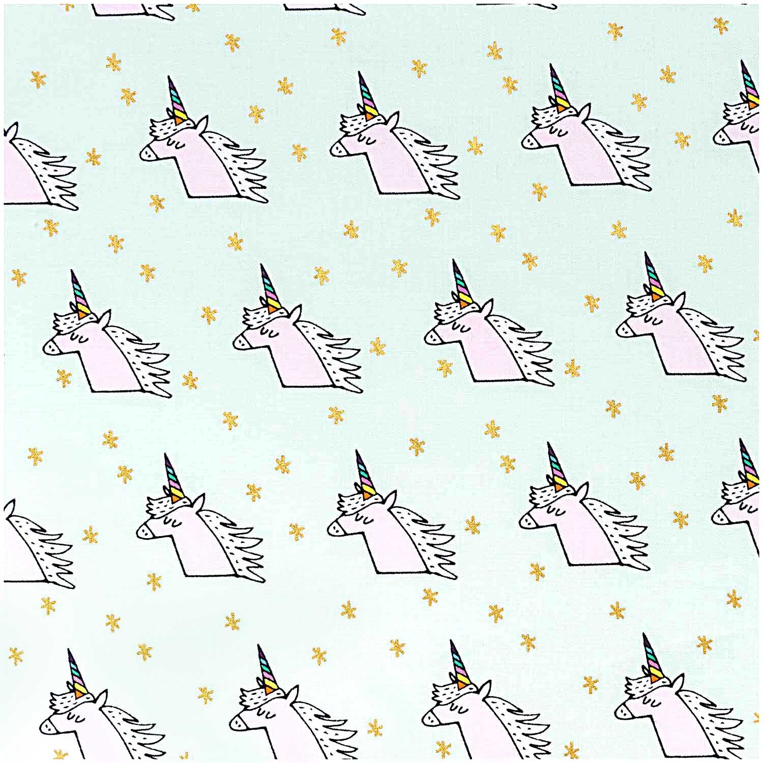 Stoff Einhorn mint-gold 140cm Stoff Einhorn mint-gold 140cm