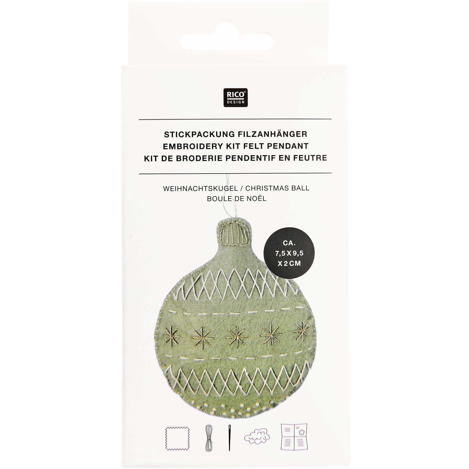 Stickpackung Filzanhänger Weihnachtskugel von Rico Design