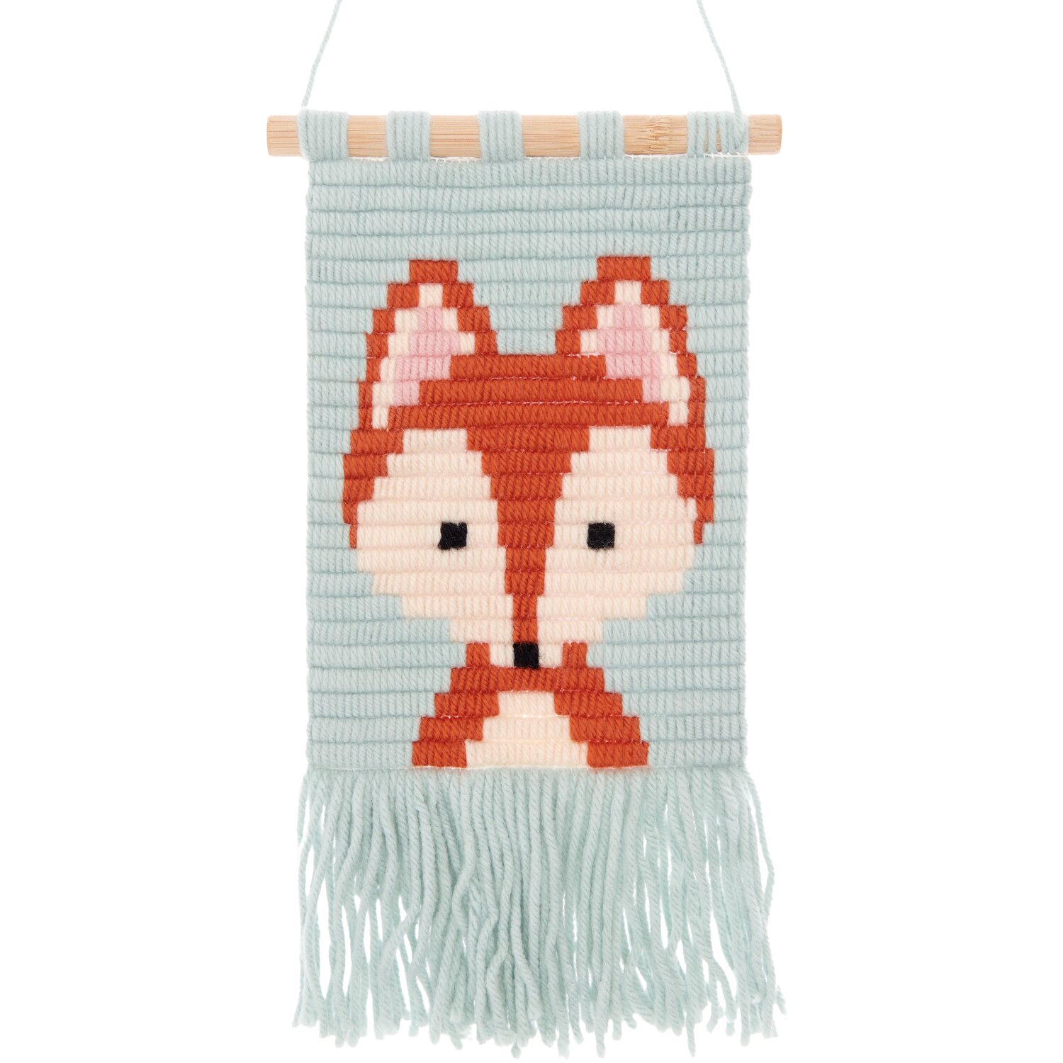 Longstitch Stickpackung Fuchs: Wandbehang mit Fuchsmotiv in Pastelltönen, 18x30cm, von Rico Design.