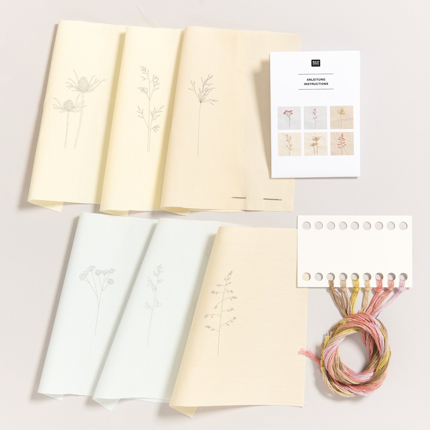 Stickpackung Vorgezeichnet Stoffzuschnitte Gräser 15x15cm von Rico Design