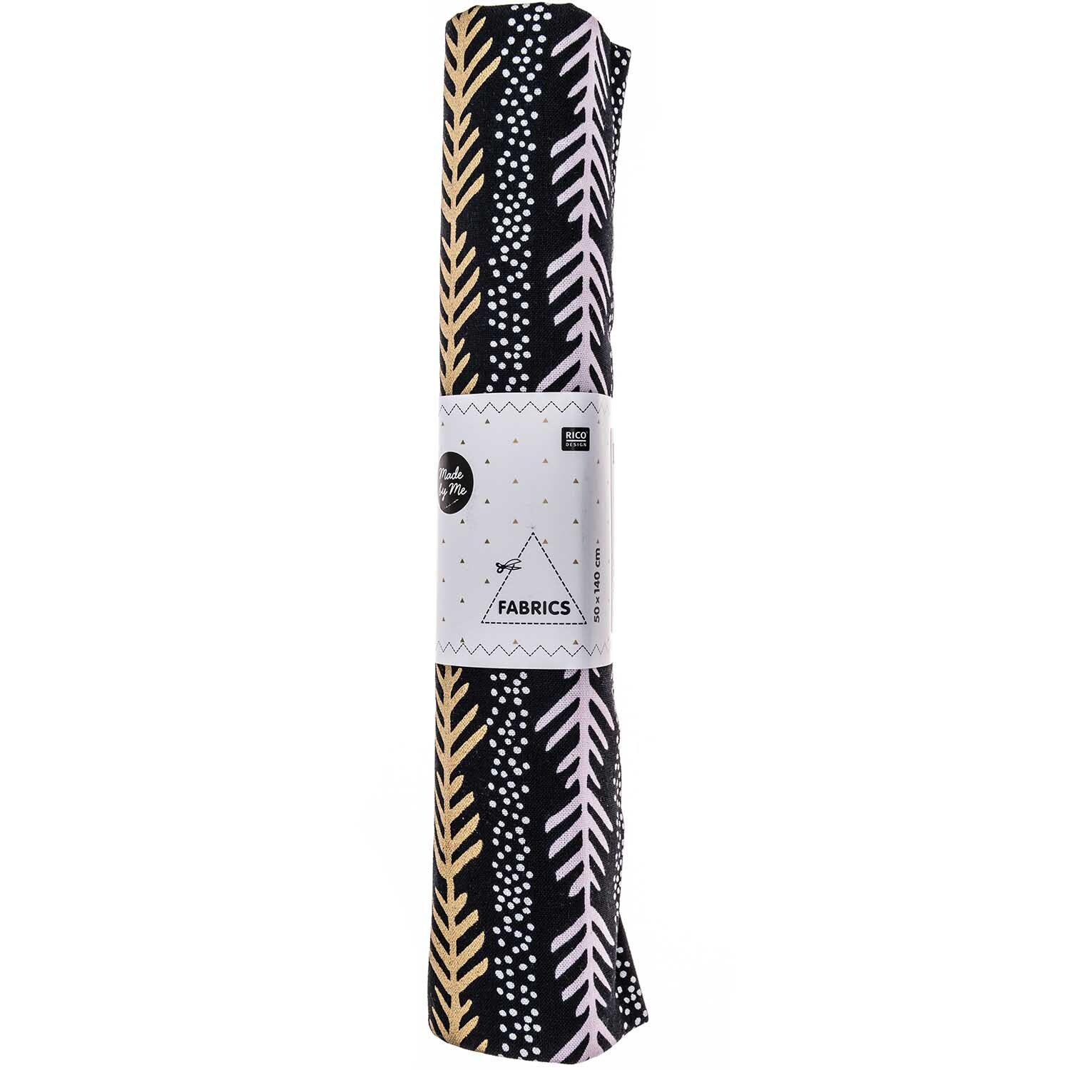 Stoff grafische Tanne schwarz-gold 50x140cm Stoff grafische Tanne schwarz-gold 50x140cm