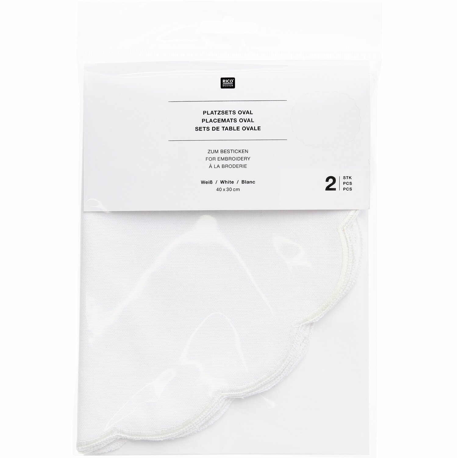 Platzsets oval Weiß 2 Stück 40x30cm von Rico Design