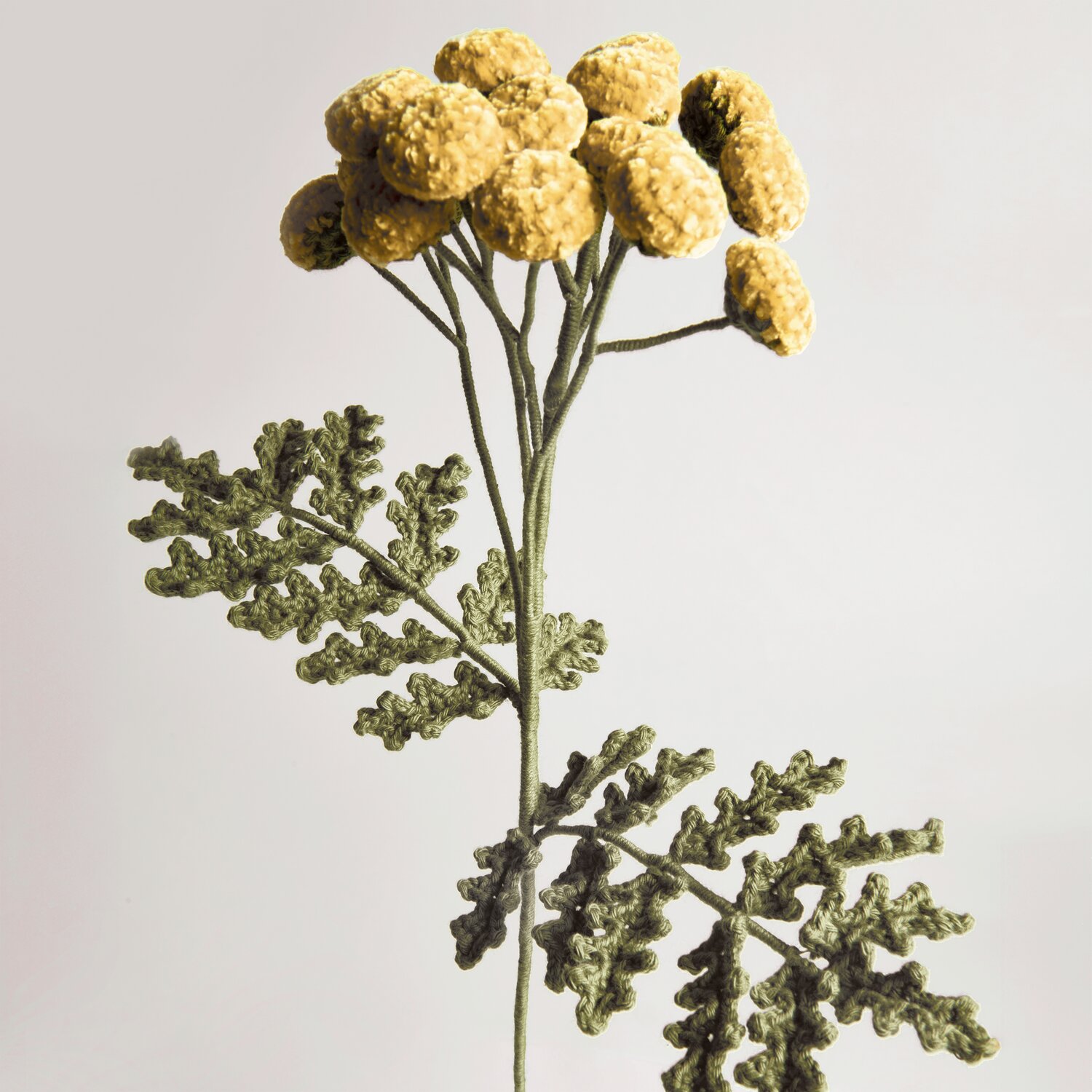 Ricorumi In the Meadow, gehäkelte Wiesenblume mit strukturierten Blütenköpfen und fein gearbeiteten Blättern, dekoratives Häkelprojekt von Rico Design