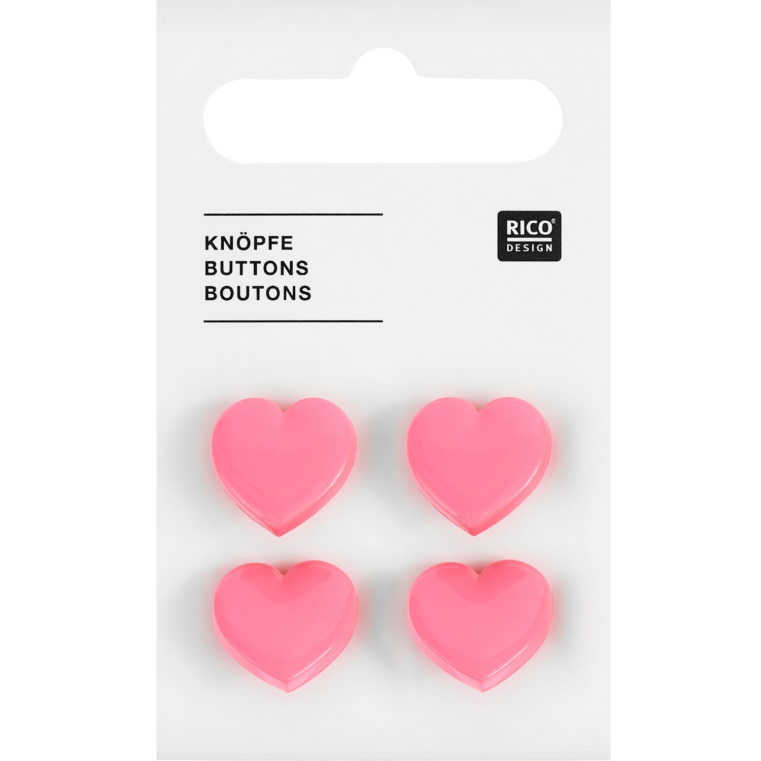 Knöpfe Herz 1,5x1,5cm 4 Stück Farbe Pink von Rico Design