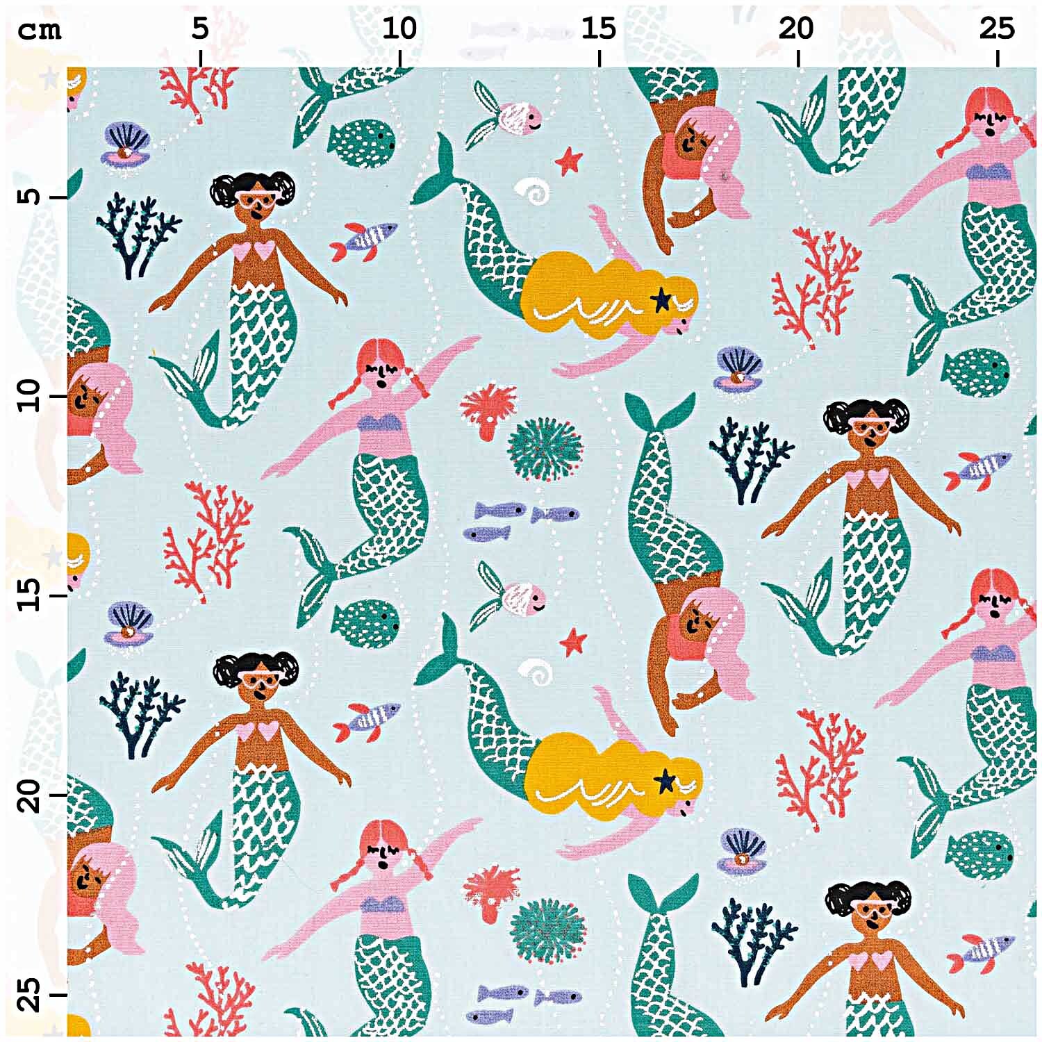 Druckstoff Mermaid Meerjungfrau mint-neon Hot Foil 50x140cm Druckstoff Mermaid Meerjungfrau mint-neon Hot Foil 50x140cm
