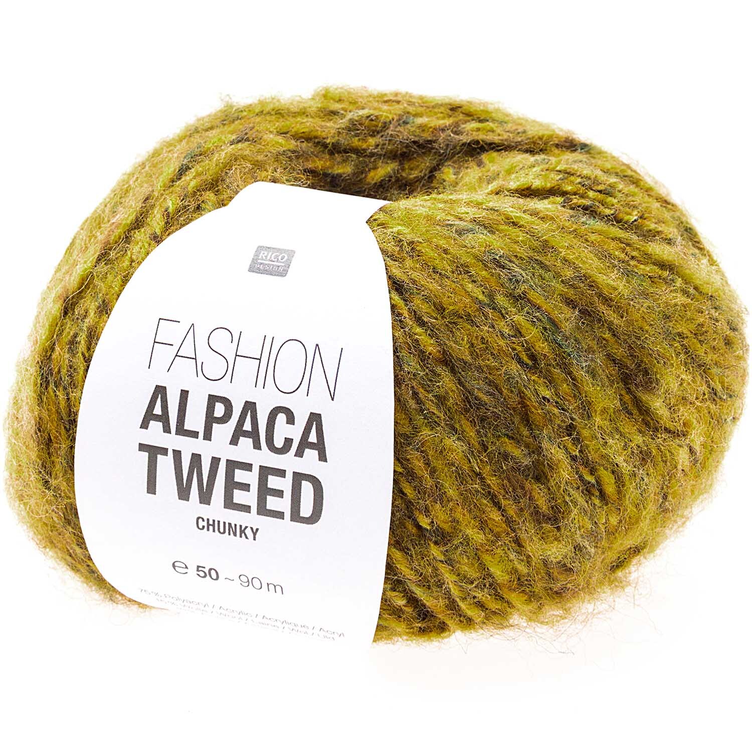 Fashion Alpaca Tweed chunky 50g 90m Farbe Senf von Rico Design Fashion Alpaca Tweed chunky Wolle in Senf von Rico Design, 50g Knäuel mit 90m Länge, ideal für Strickprojekte.