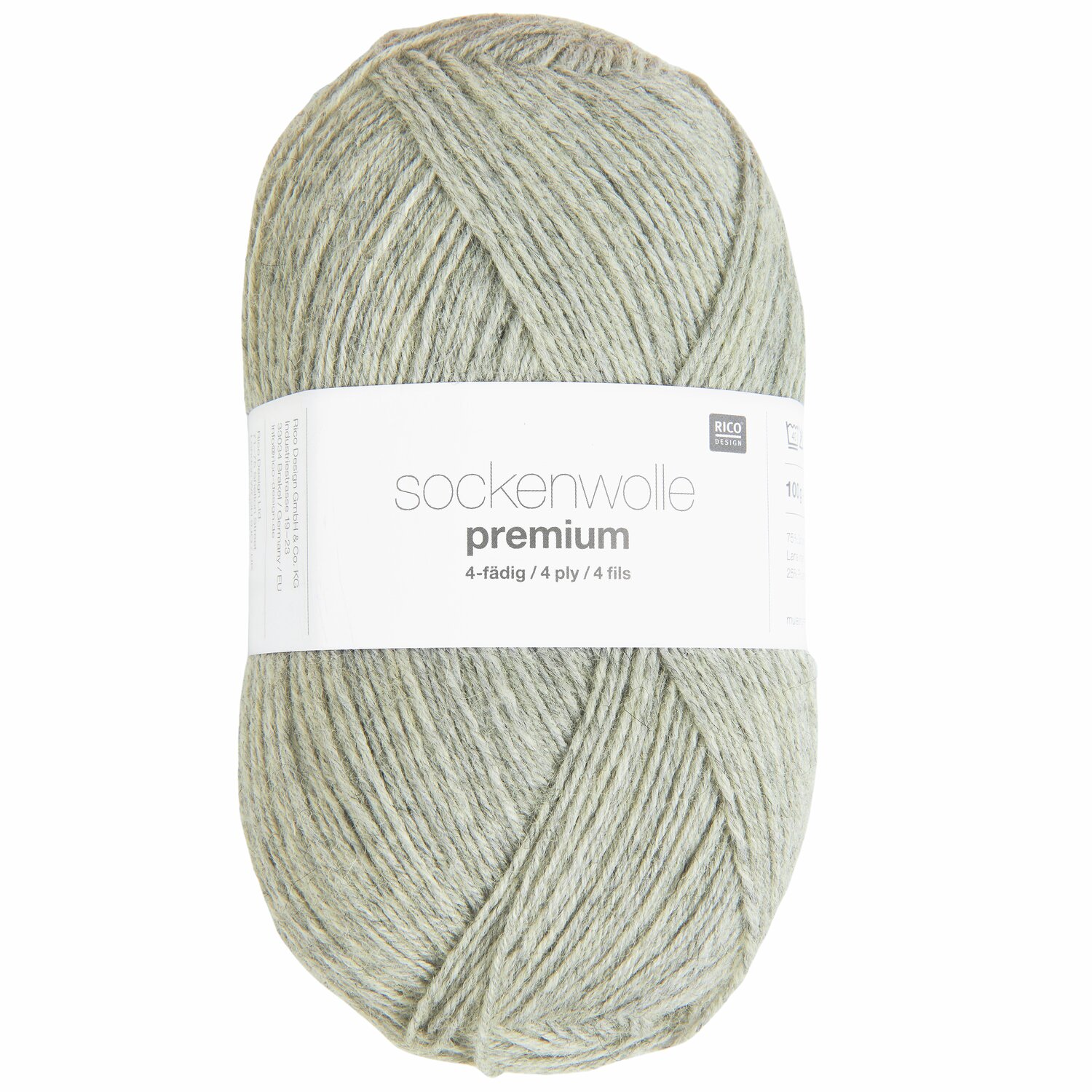 Rico Design Sockenwolle Premium 4-fädig Hellgrau