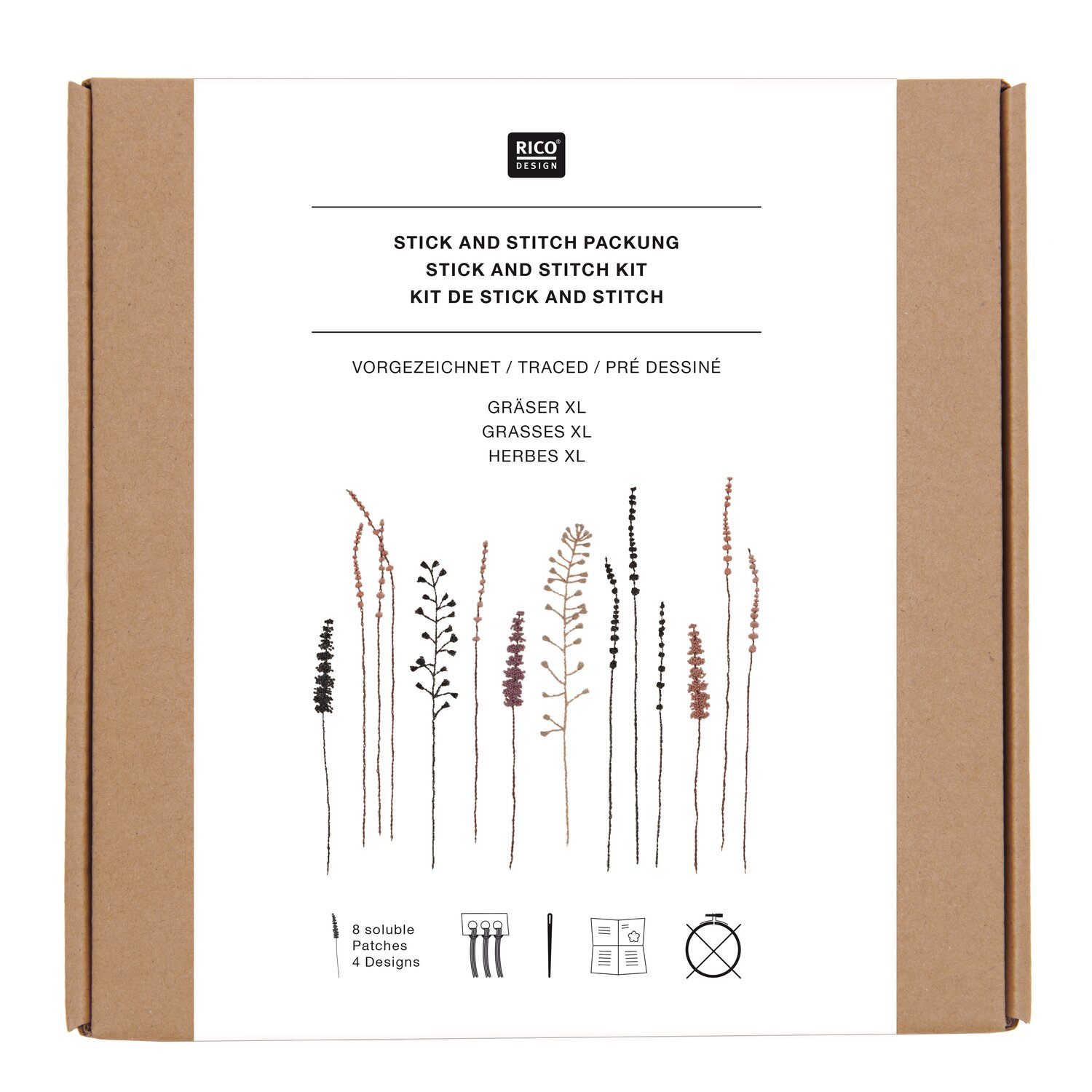 Stick & Stitch Packung Gräser XL 8-teilig von Rico Design