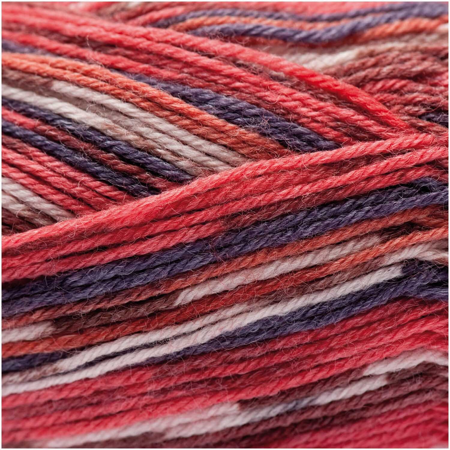 Superba Bamboo superwash, weiches Garn in Rot Mix, ideal für Strickprojekte. 100g, 420m.