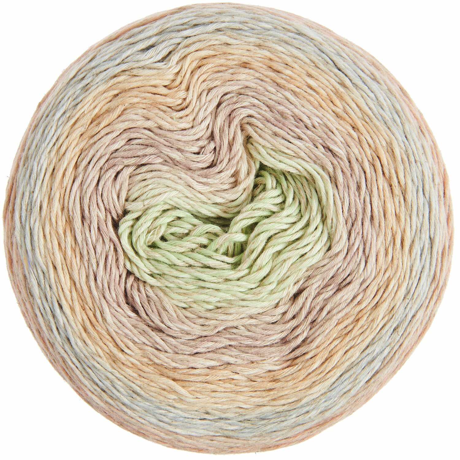 Creative Cotton Linen Cake, 200g 480m, in Pastel Shades. Garnrolle mit sanften Farbübergängen.