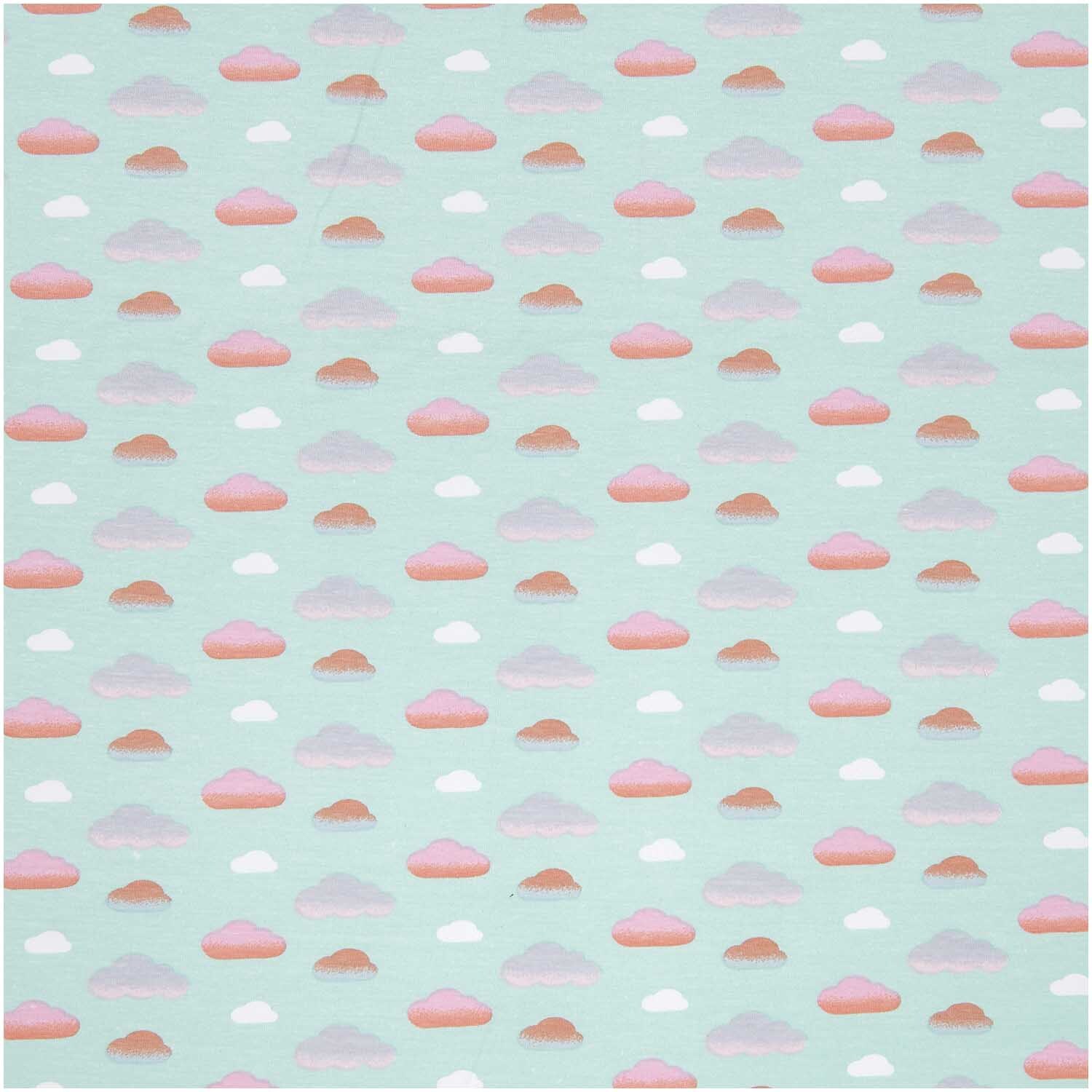 Jerseystoff Happy Baby Wolken mint 145cm Jerseystoff Happy Baby Wolken mint 145cm