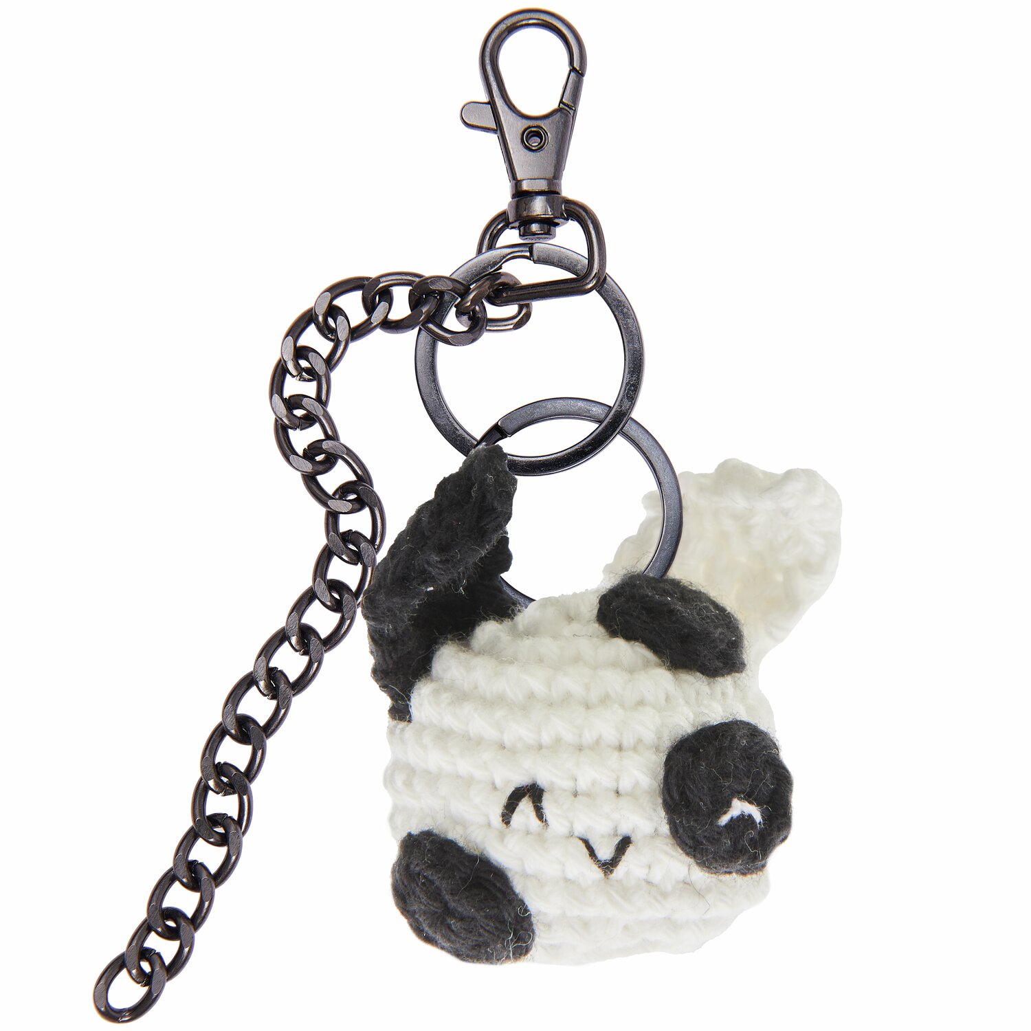 Ricorumi Rico Chingus Schlüsselanhänger in Schwarz-Weiß mit Karabiner und Kette, 13 cm.