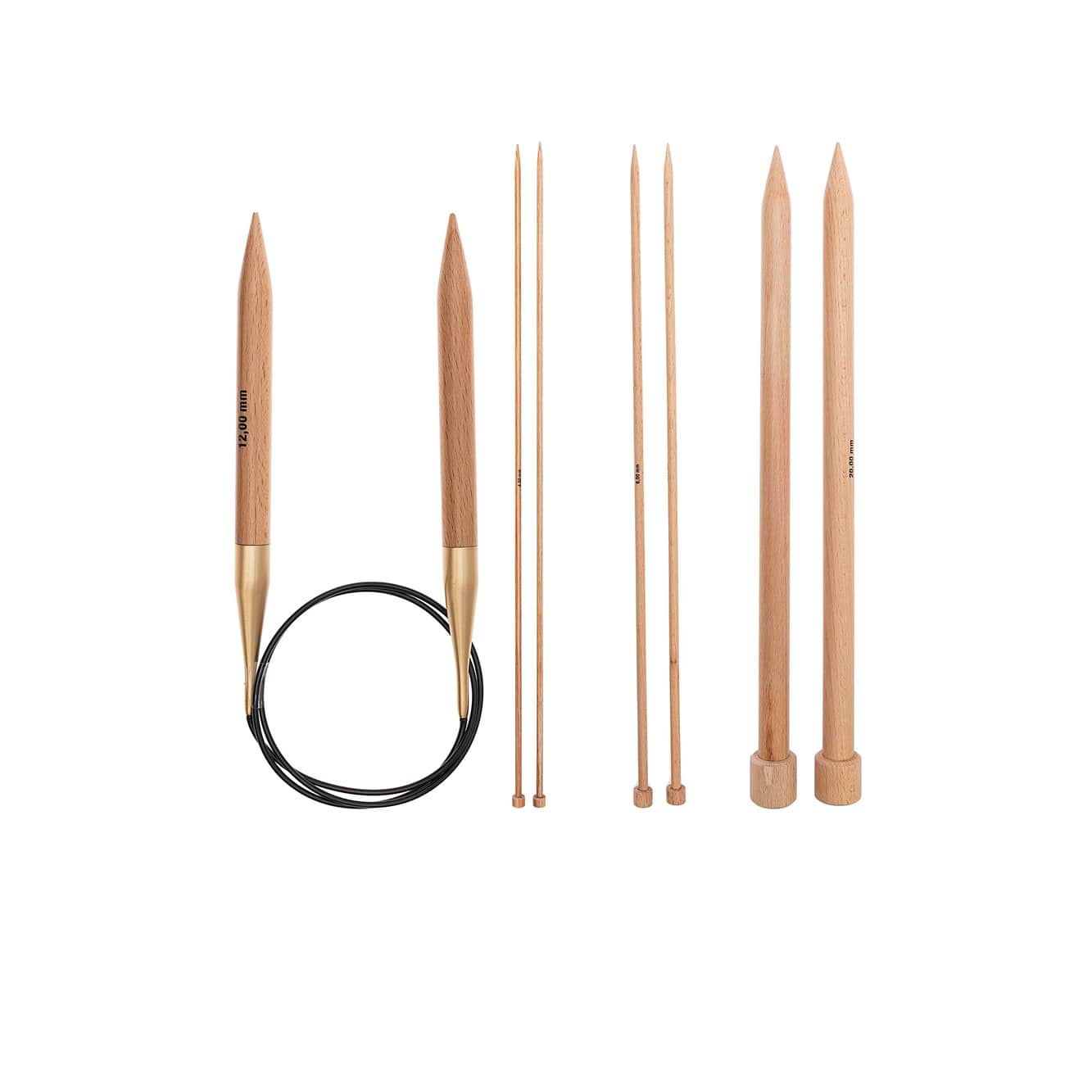 Stricknadeln in verschiedenen Stärken