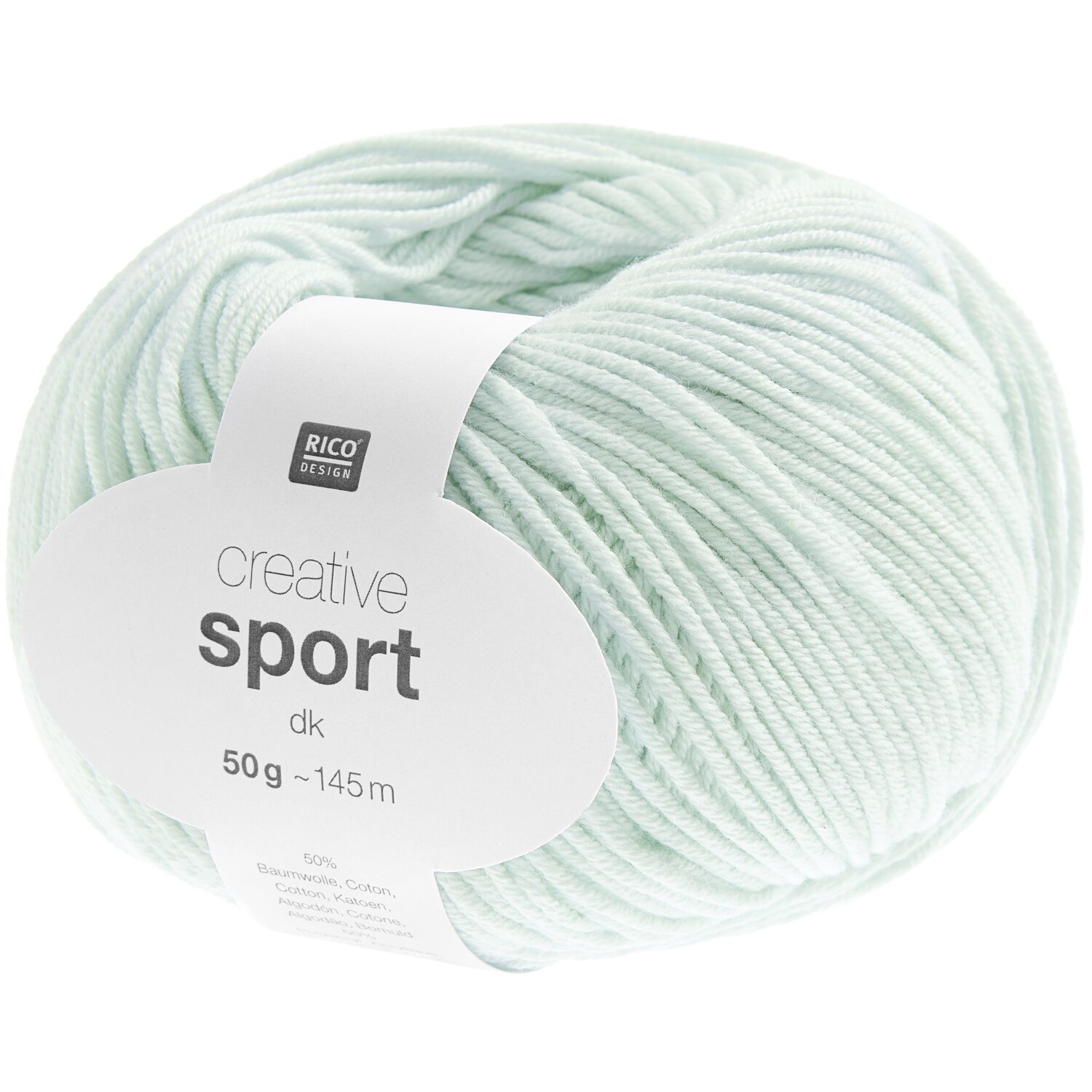 Creative Sport dk, Rico Design: Weiches, mintfarbenes Garnknäuel, ideal für Strickprojekte.