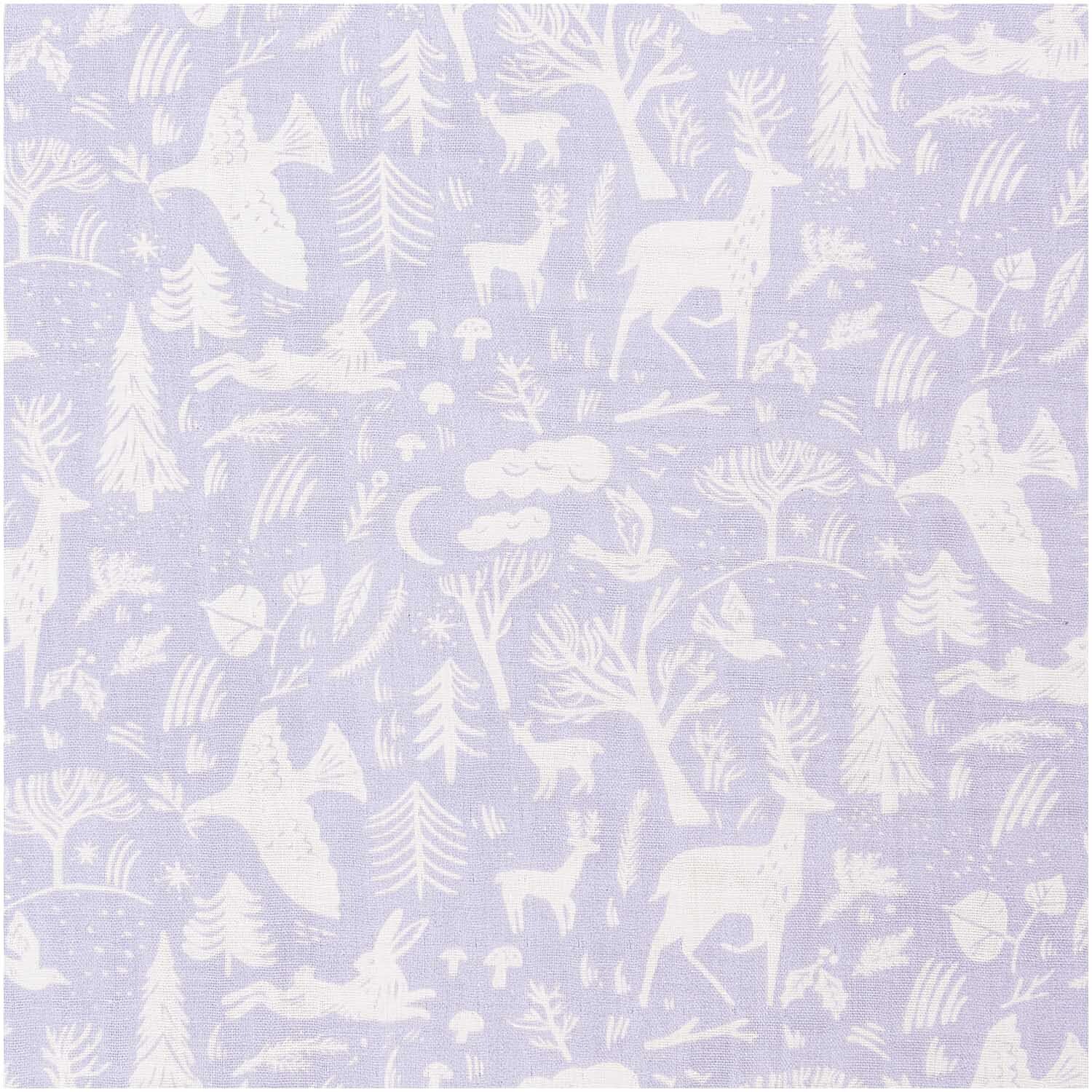 Musselin-Druckstoff Nostalgic Christmas Winterwald flieder 50x140cm