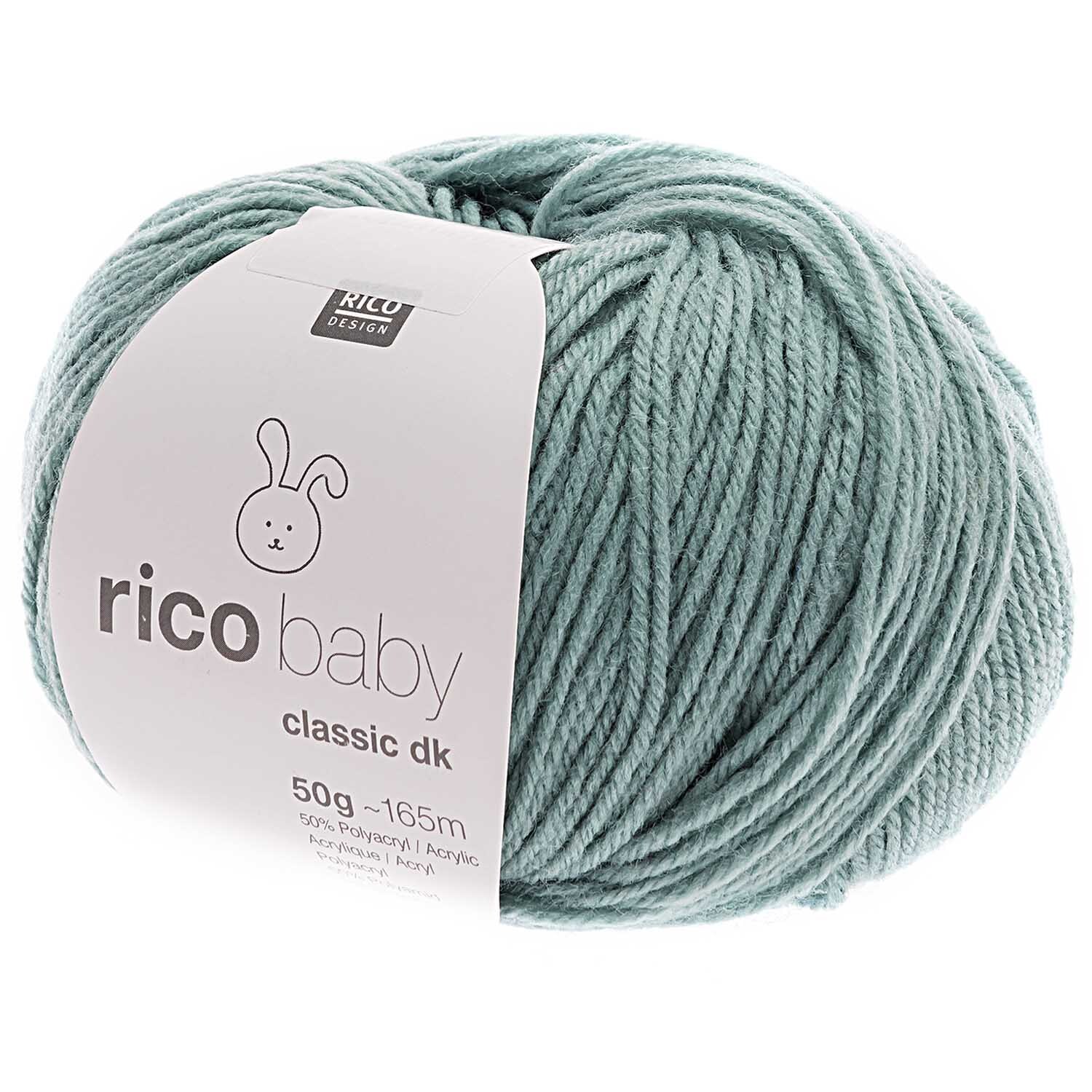 Rico Baby Classic dk Wolle in Eisgrün, 50g Knäuel, 165m, von Rico Design, ideal für Strickprojekte.