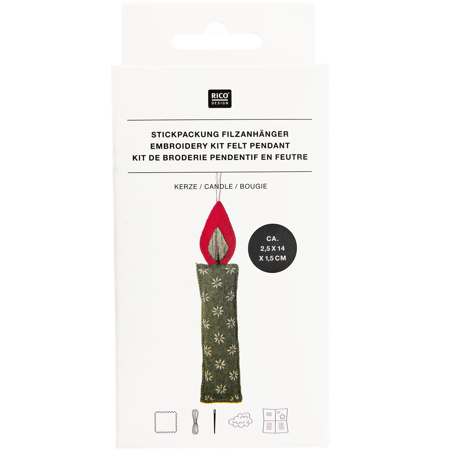 Stickpackung Filzanhänger Kerze von Rico Design