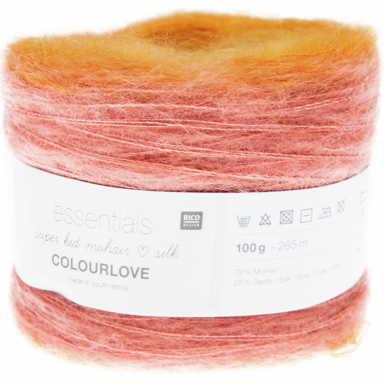 Essentials Super Kid Mohair Loves Silk Colourlove in Apricot, 100g, 265m, von Rico Design.