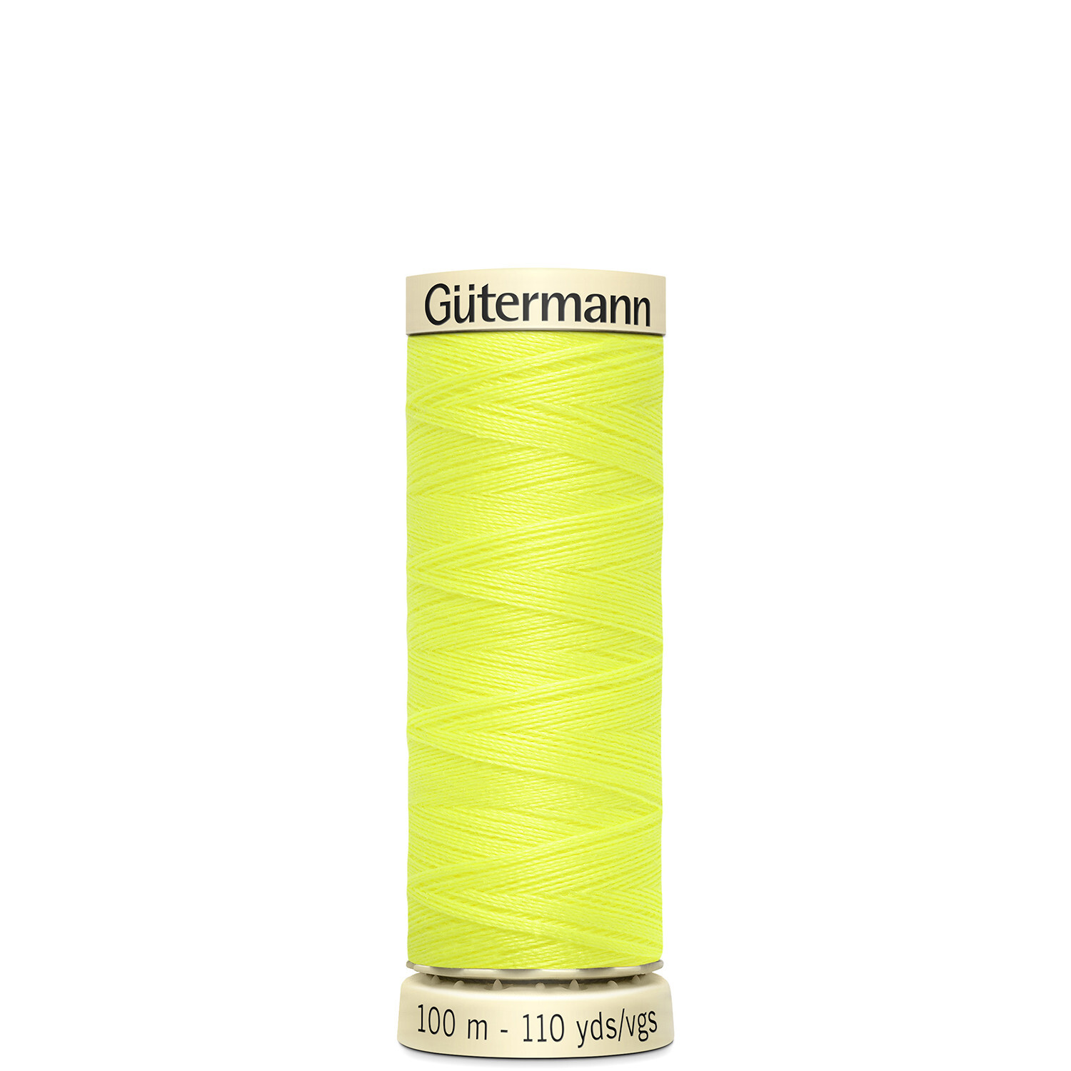 Allesnäher 100m in leuchtendem Neongelb von Gütermann, ideal für vielseitige Nähprojekte.