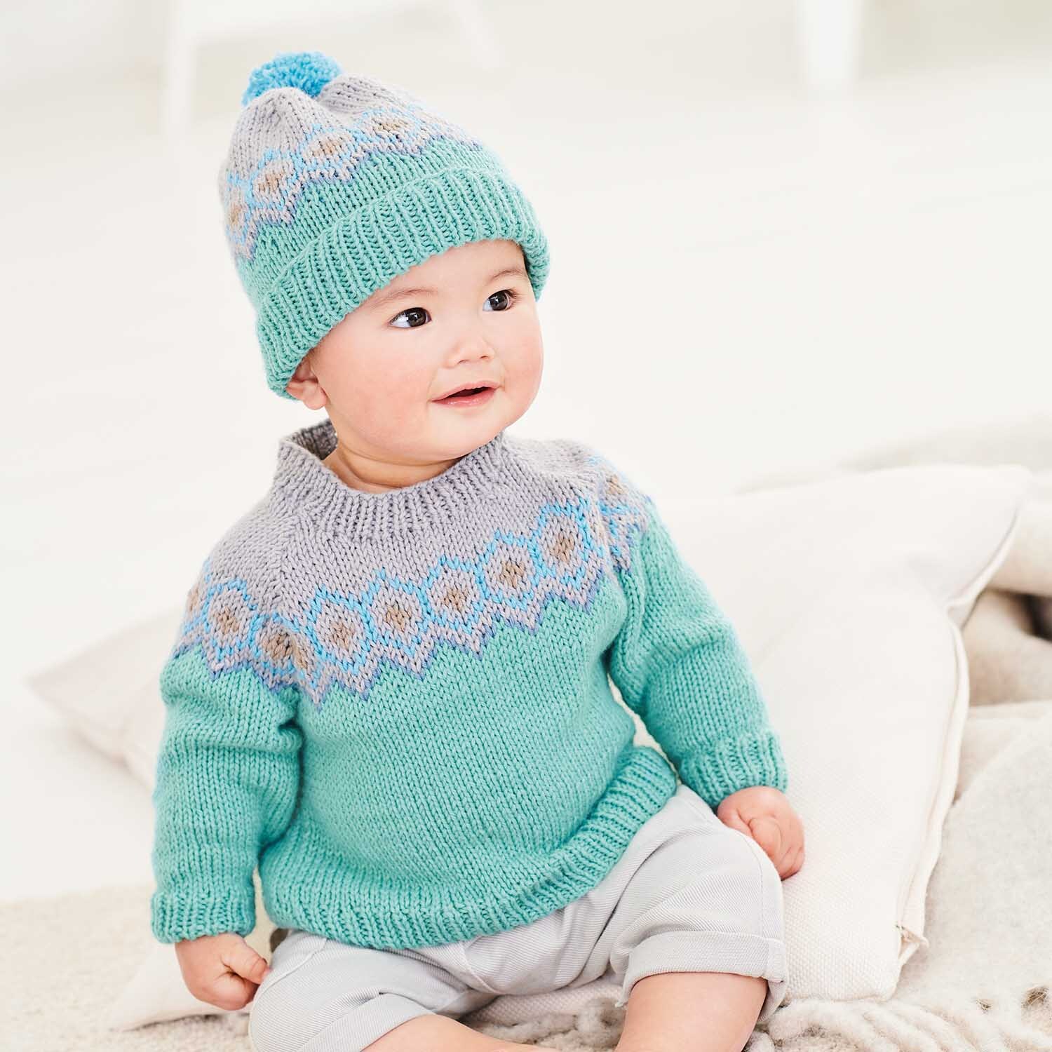Strickanleitung Mütze und Pullover aus Rico Baby Dream dk Uni
