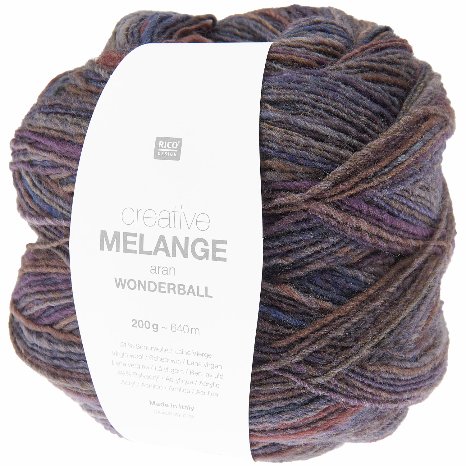 Creative Melange aran Wonderball, 200g 640m, in Wintertönen von Rico Design, ideal für Strickprojekte.