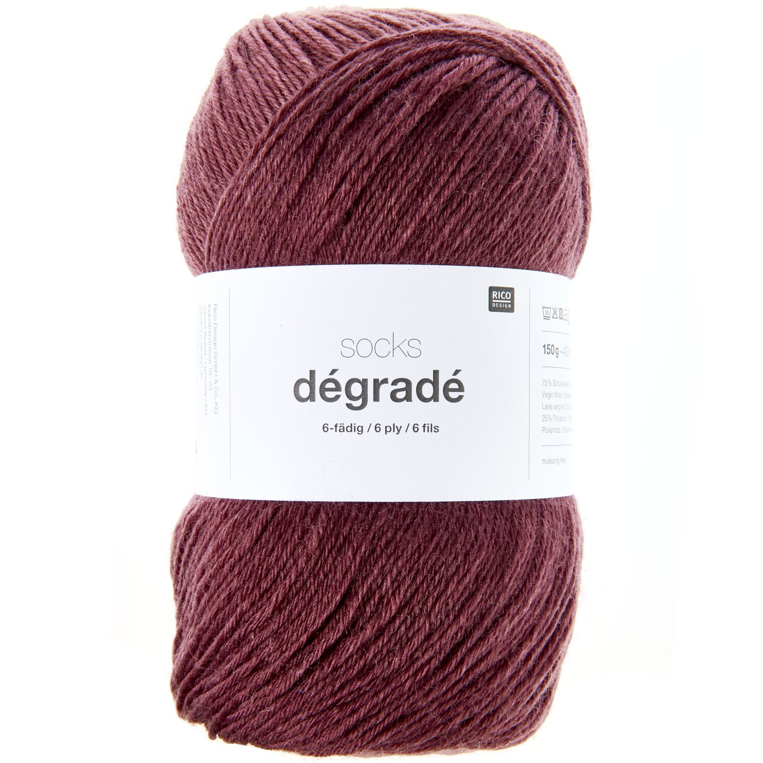 Socks Dégradé 6-fädig 150g 400m Farbe Bordeaux von Rico Design