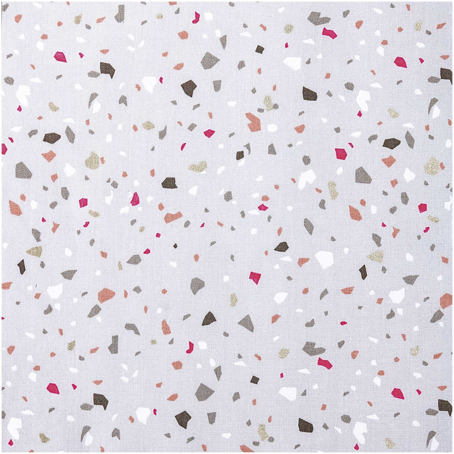Druckstoff Konfetti grau-gold-neon 140cm