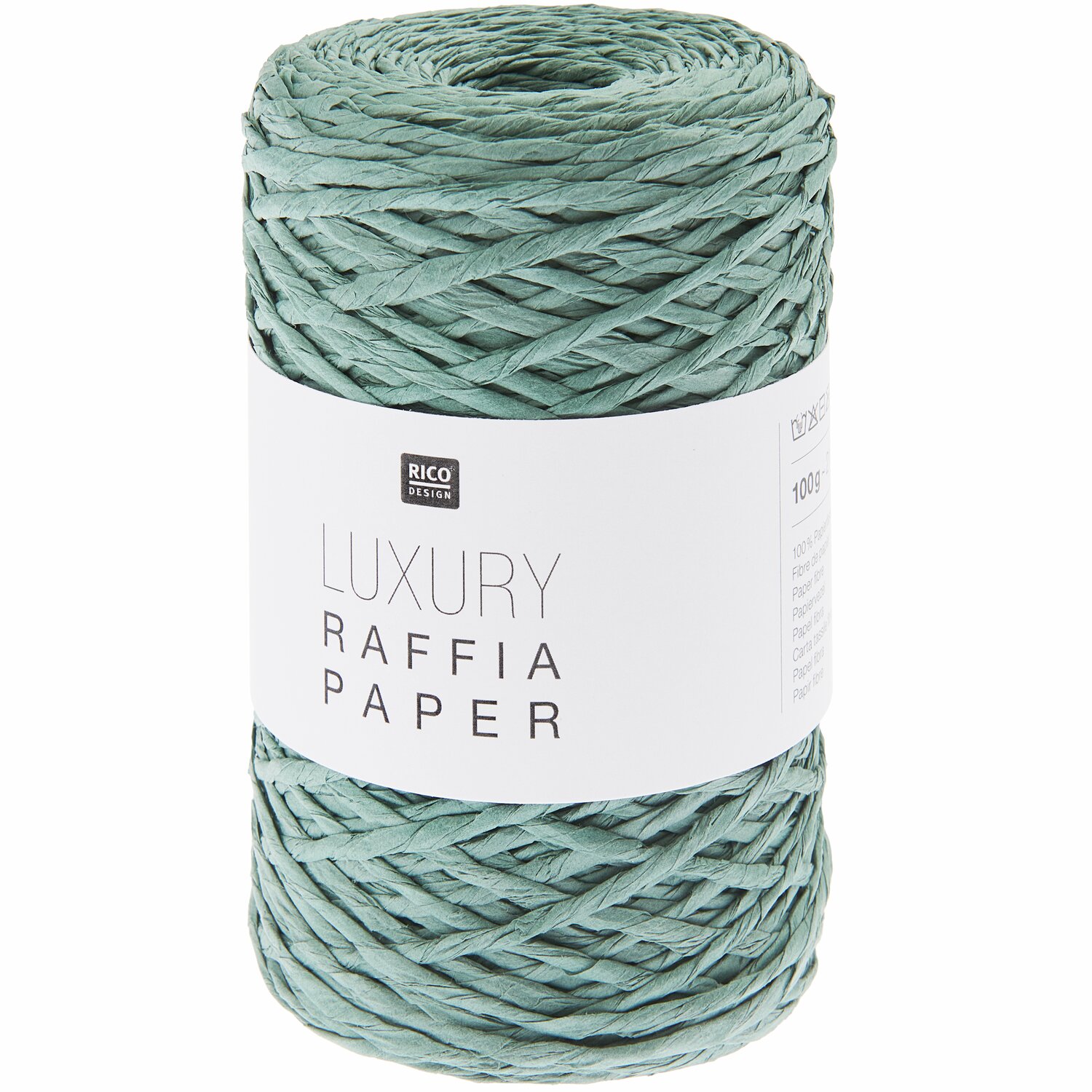 Luxury Raffia Paper in Tannengrün von Rico Design, 100g, 210m. Ideal für Häkelprojekte.