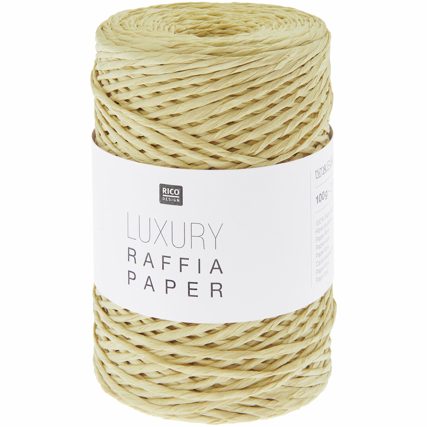 Luxury Raffia Paper, 100g 210m, in Heu-Farbe von Rico Design. Ideal für Häkelset Tasche Modell 05 A aus Die Neue Masche No. 15.