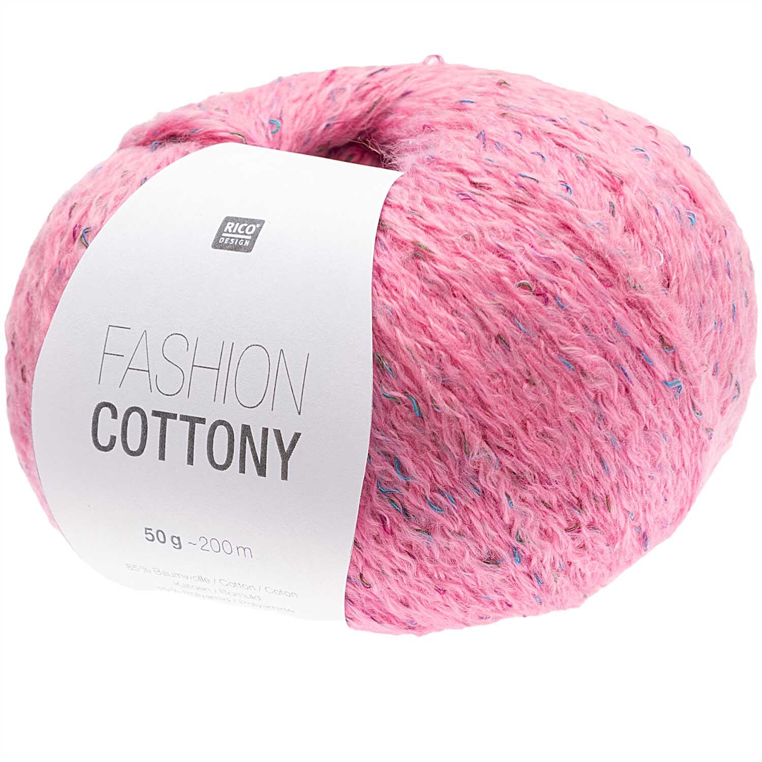 Fashion Cottony: Weiches, pinkes Garn von Rico Design, ideal für Strickprojekte, 50g 200m.