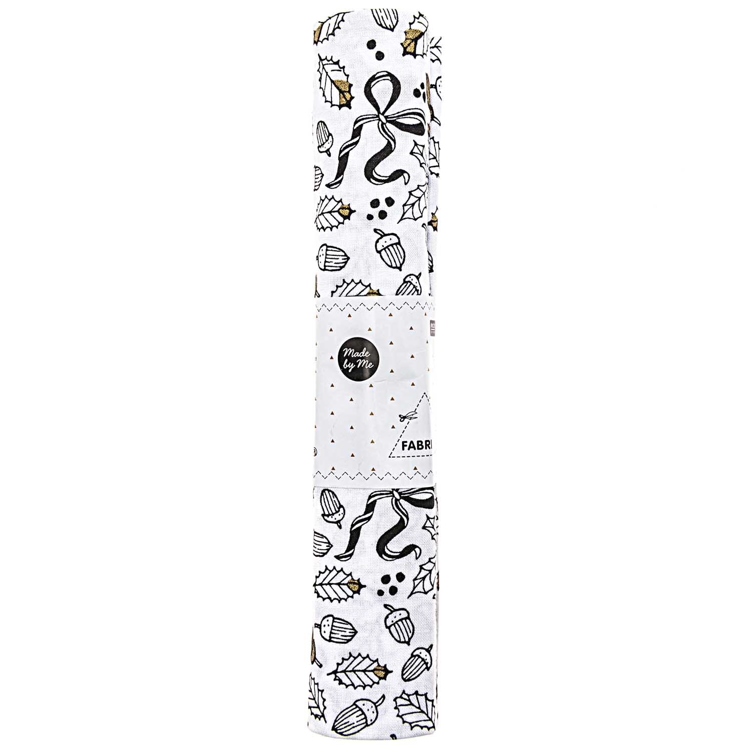 Stoff Eicheln weiß-gold 50x140cm Stoff Eicheln weiß-gold 50x140cm
