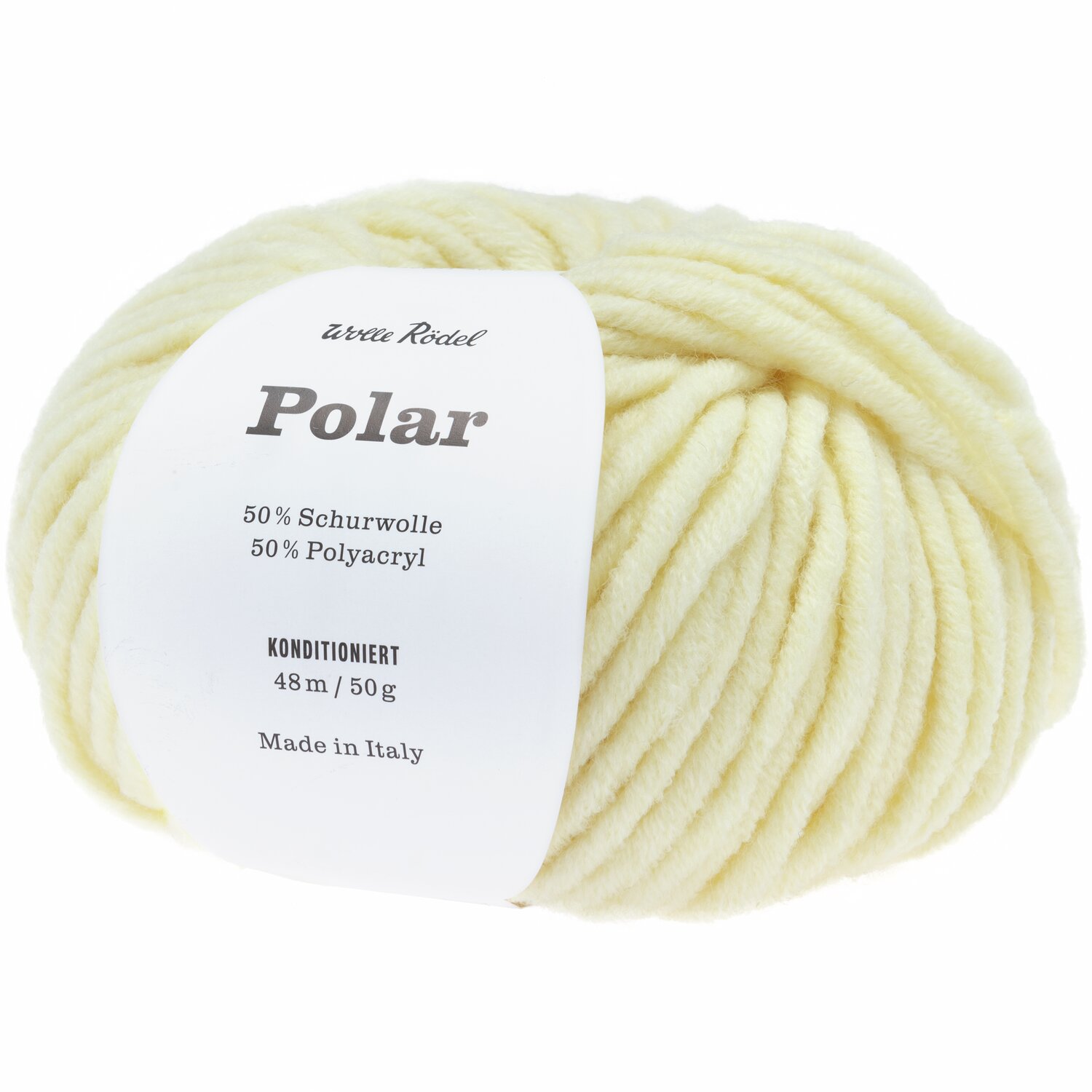 Polar, 50% Schurwolle, 50% Polyacryl, 50g 45m, Vanille. Weiches Garn von Wolle Rödel, ideal für Strickprojekte. Made in Italy.