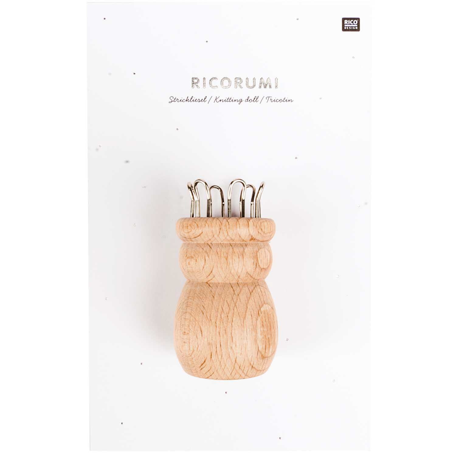 Strickliesel für Ricorumi aus Holz mit Metallhaken, ideal zum Stricken. Farbe: Braun.