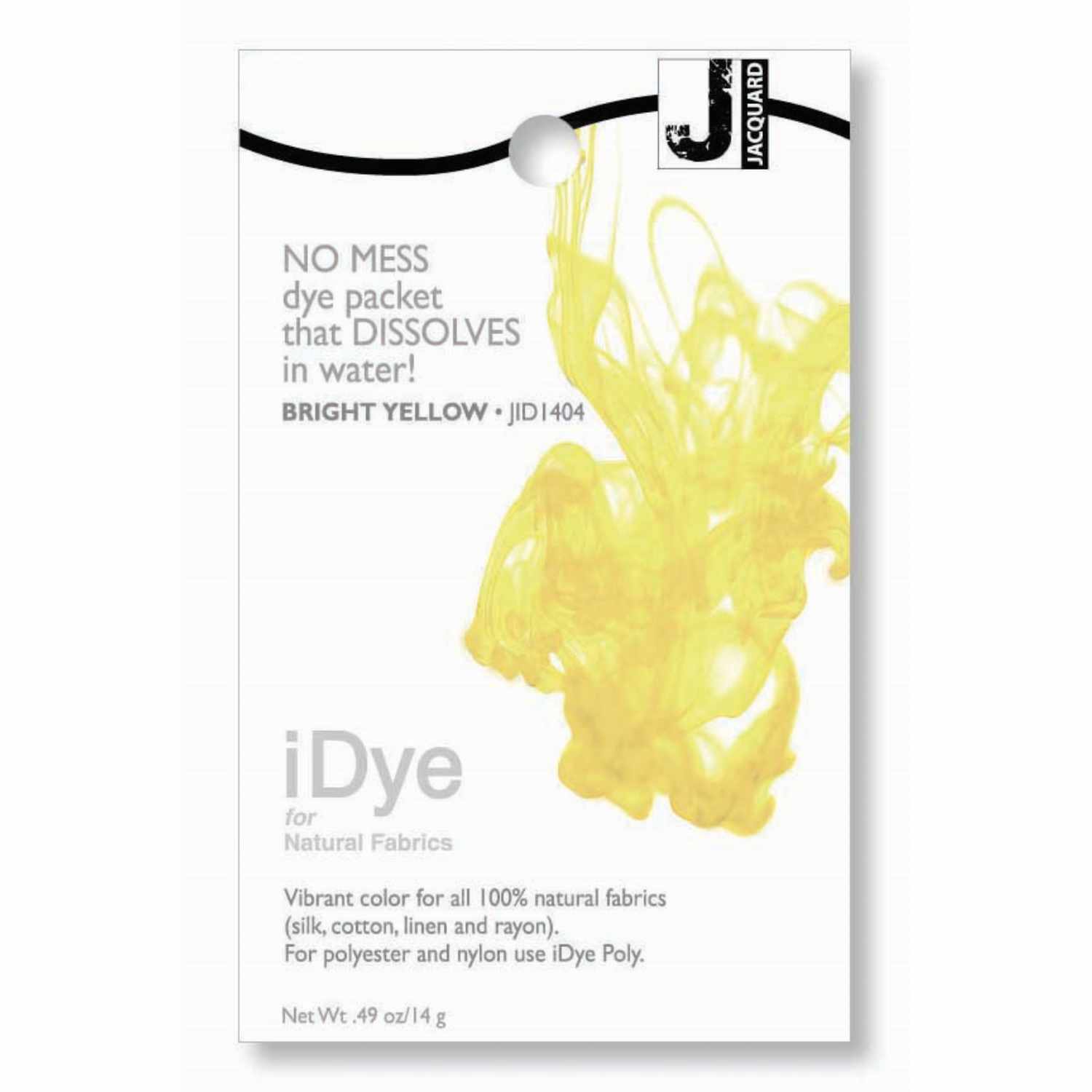 iDye Direct Textilfarbe in leuchtendem Gelb von JACQUARD, 14g Packung, löst sich in Wasser auf.