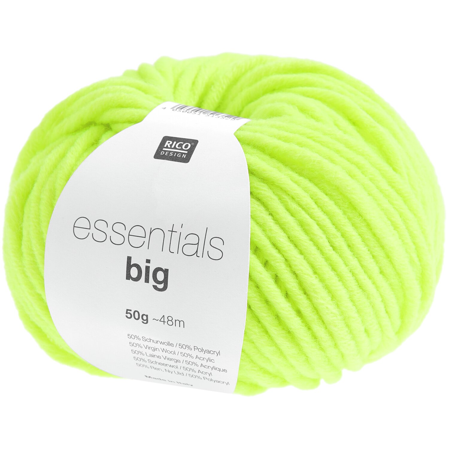 Essentials Big 50g 45m Farbe Neongelb von Rico Design Essentials Big, Rico Design: Neongelbes Garnknäuel, 50g, 48m, ideal für kreative Strickprojekte.