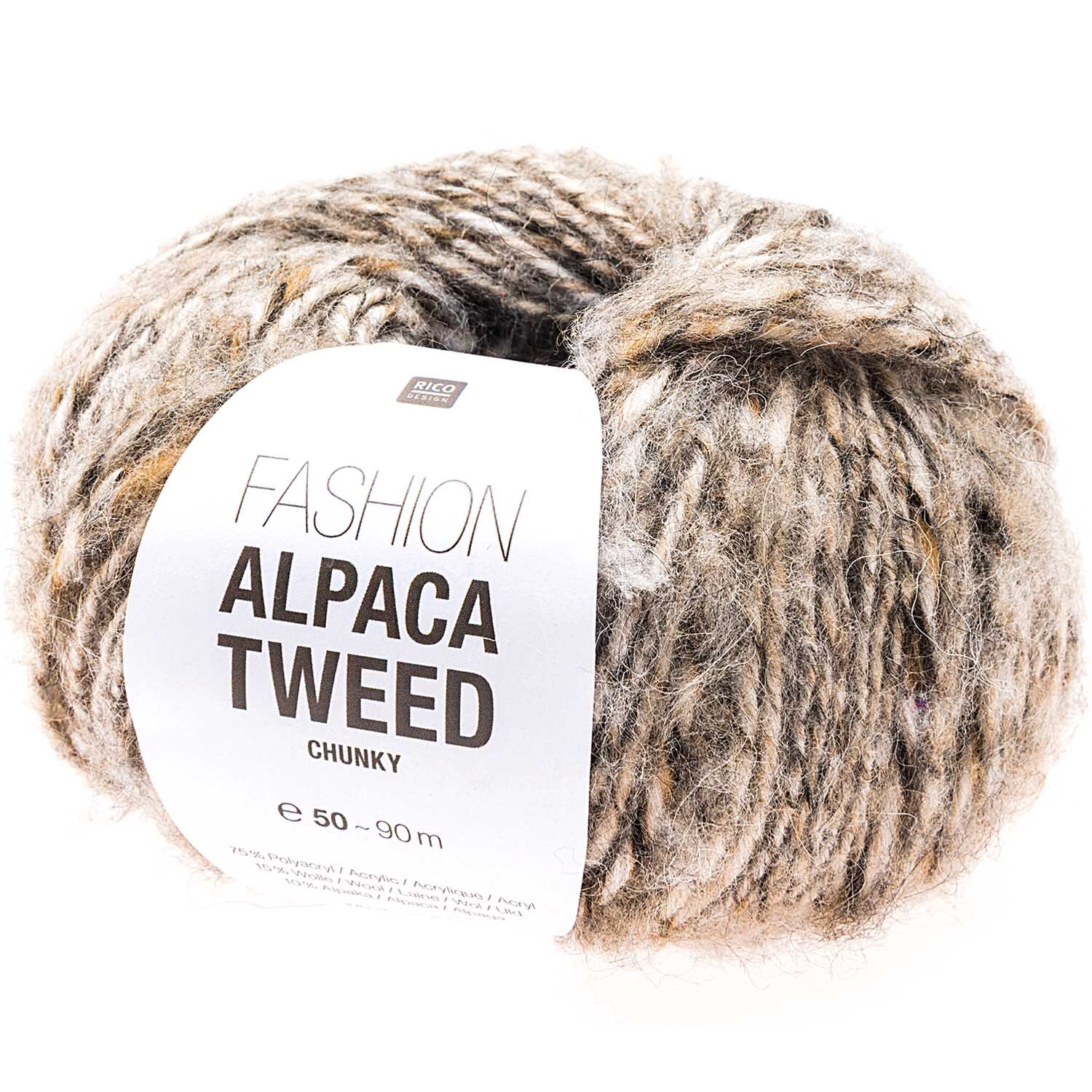 Fashion Alpaca Tweed chunky 50g 90m Farbe Beige von Rico Design Fashion Alpaca Tweed chunky: Weiches, beiges Garn von Rico Design, ideal für Strickprojekte. 50g Knäuel mit 90m Länge.