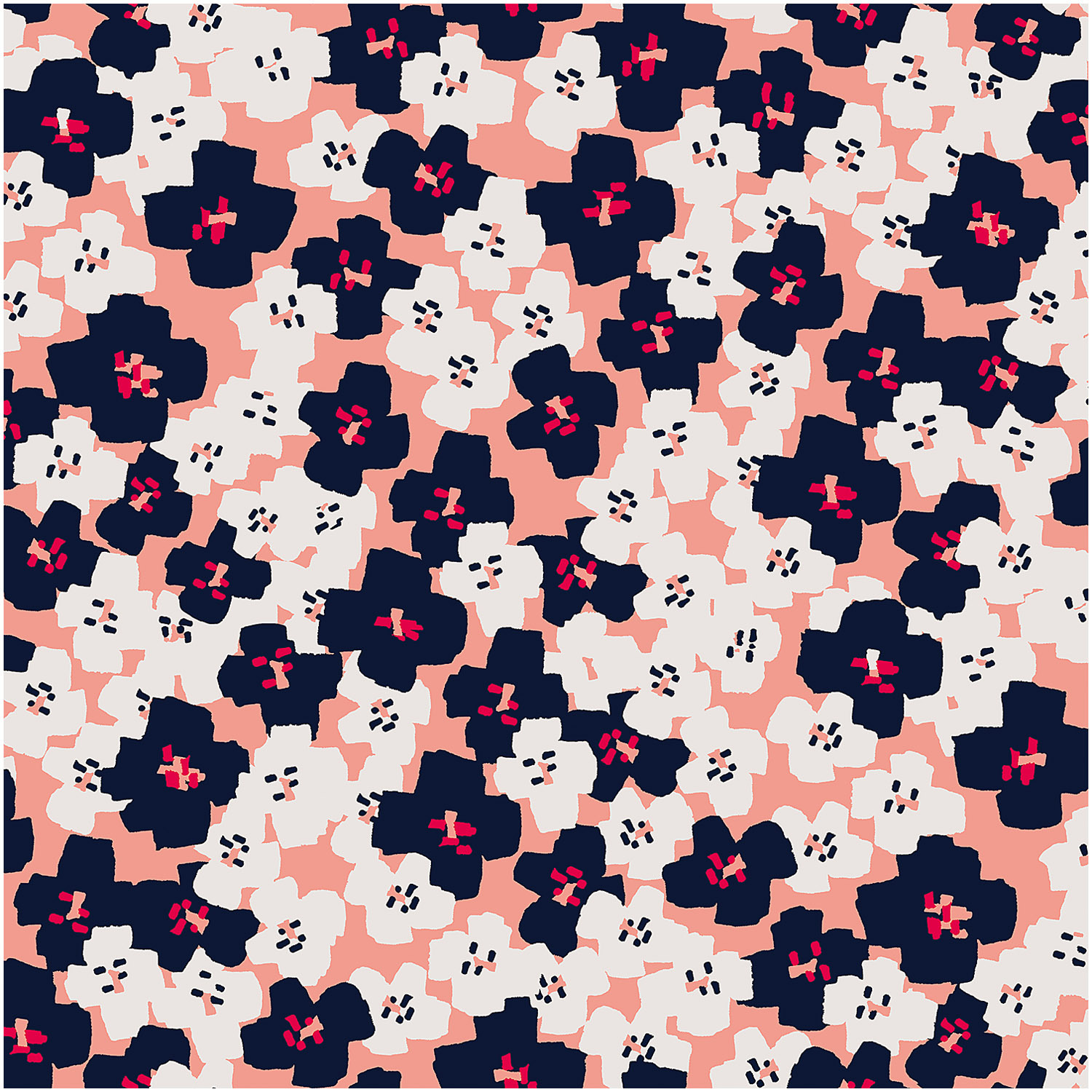 Druckstoff Okina Hana kleine Blumen pink-schwarz 140cm Druckstoff Okina Hana kleine Blumen pink-schwarz 140cm