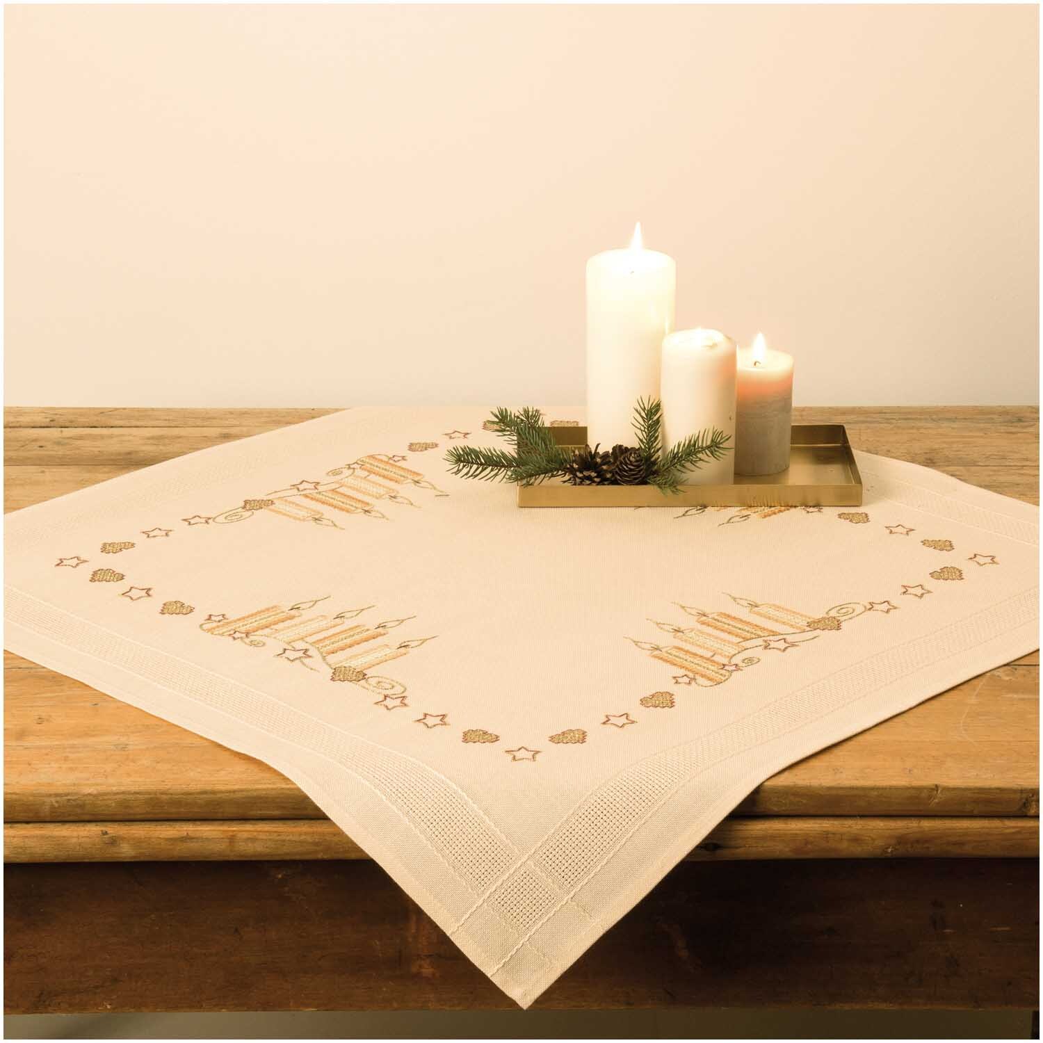 Stickpackung Tischdecke Kerzen 80x80cm