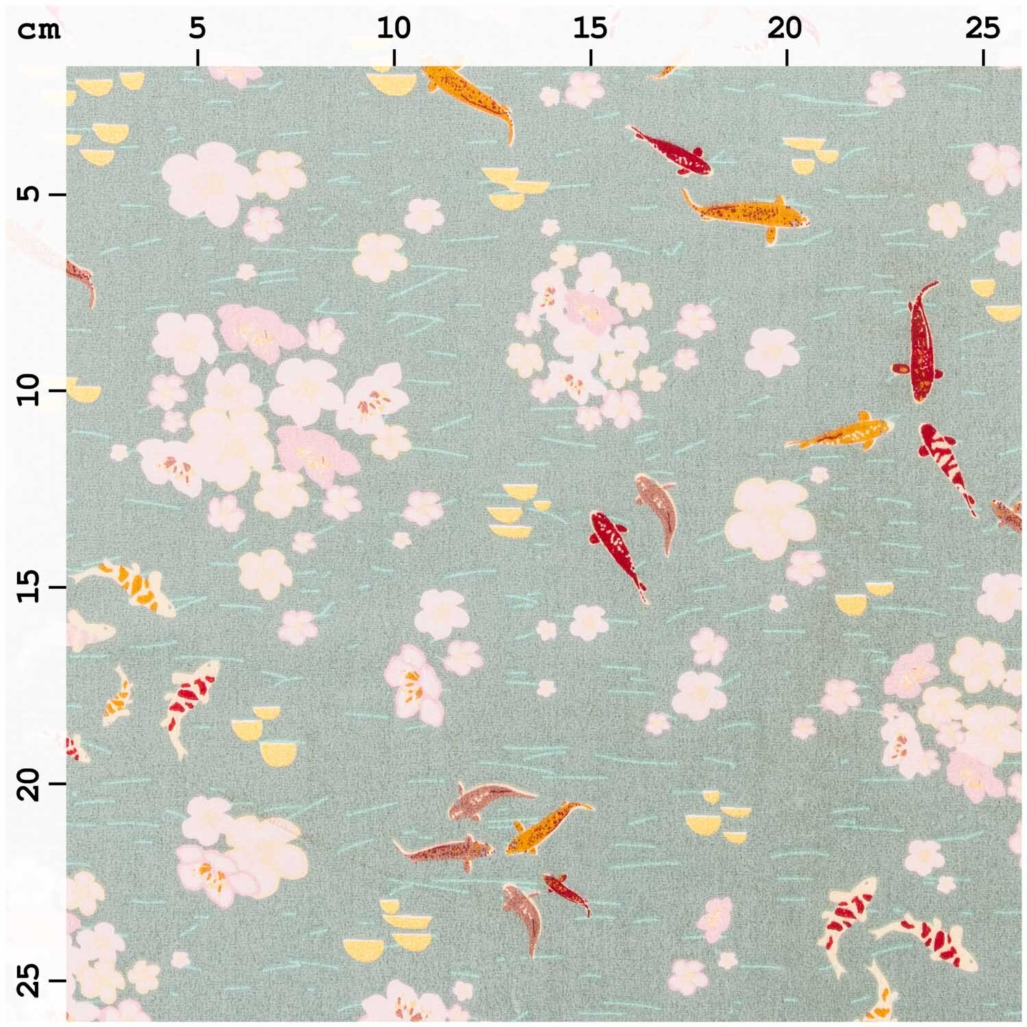 Druckstoff Jardin Japonais Kois rauchblau-gold 50x140cm Druckstoff Jardin Japonais Kois rauchblau-gold 50x140cm
